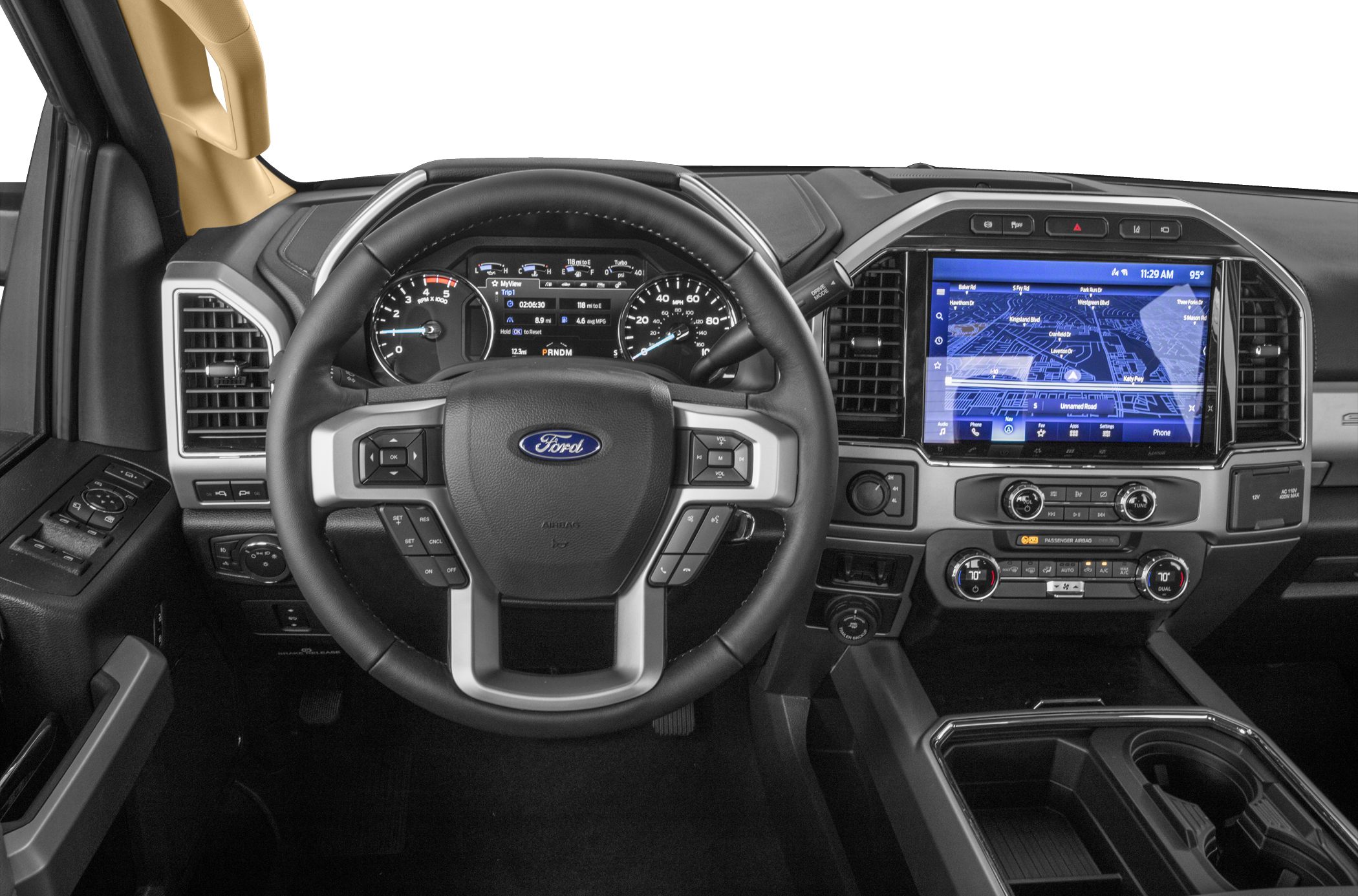 Steering wheel with integrated controls and digital dashboard display