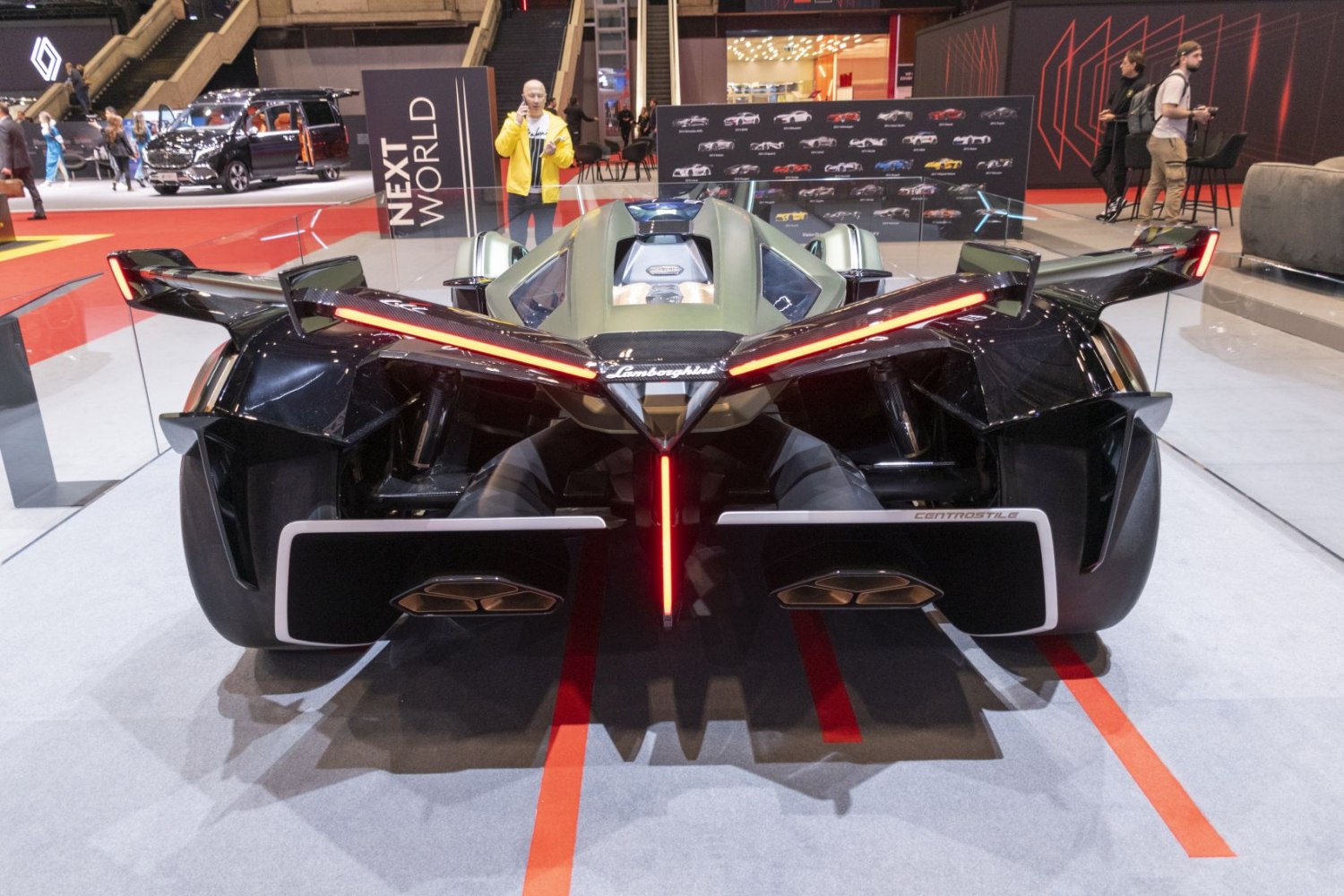 Futuristic rear design with LED tail lights and rear spoiler