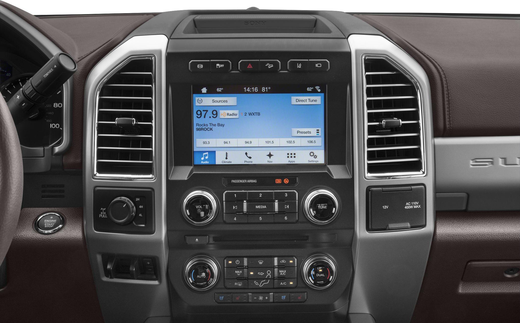 Touchscreen infotainment and climate control in vehicle dashboard
