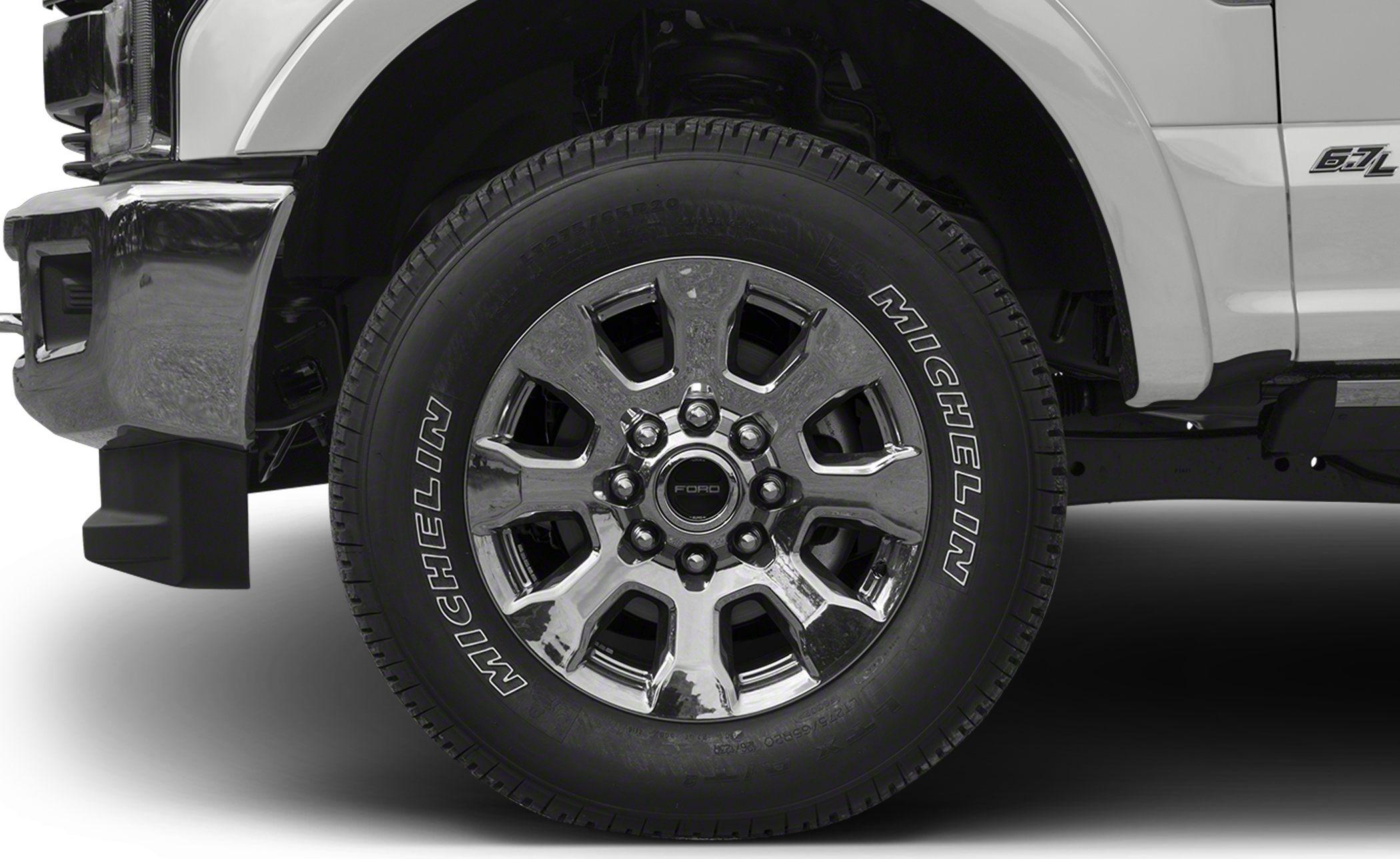 Chrome alloy wheel with Michelin tire on heavy-duty truck