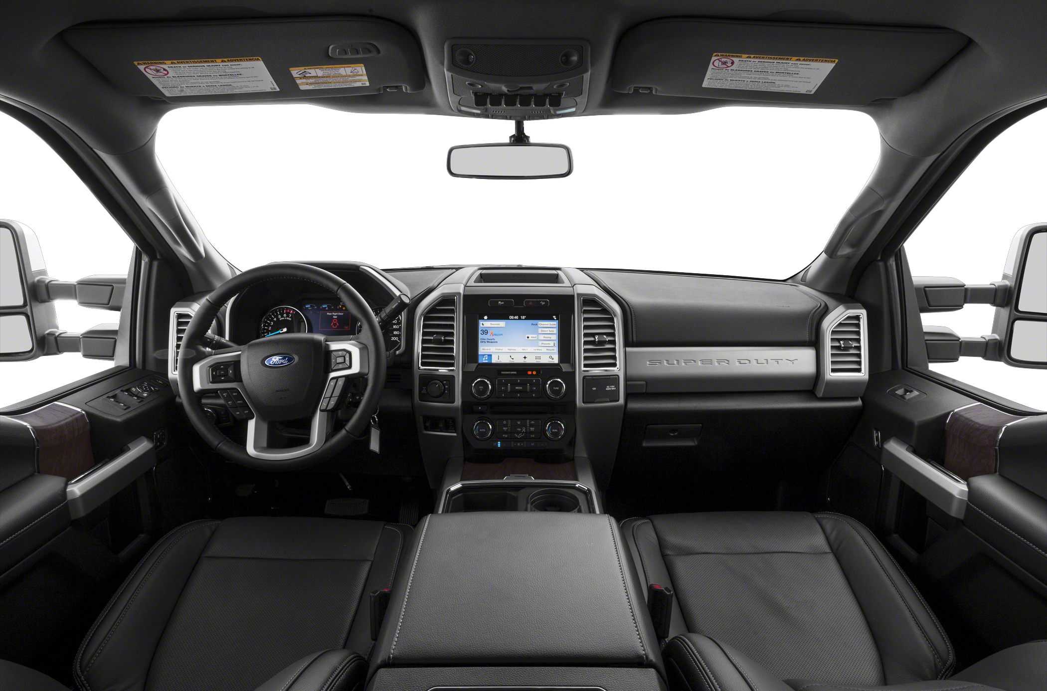 Interior dashboard and steering wheel layout with infotainment screen