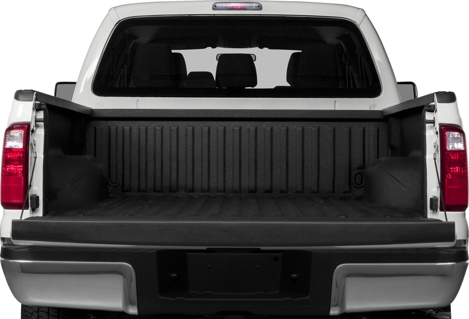 Open large truck bed with tailgate down and rear crew cab window