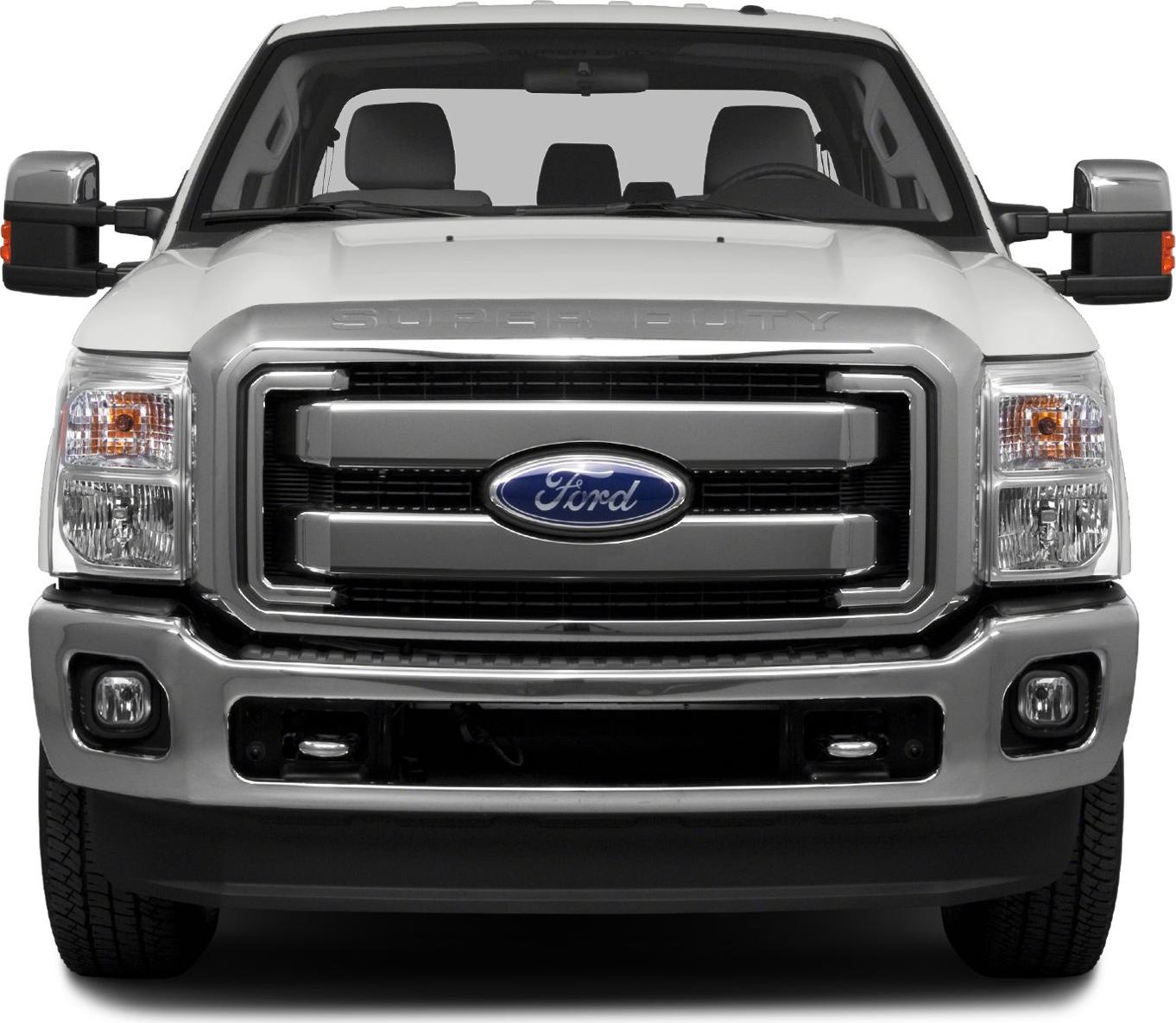 Front view of large grille and headlights with side mirrors
