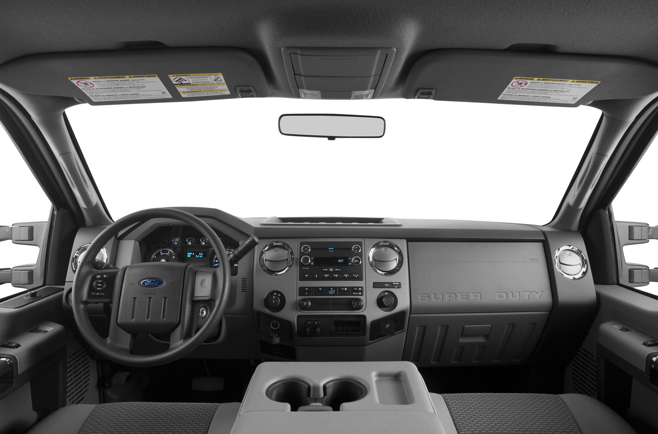 Dashboard, steering wheel, center console of truck interior