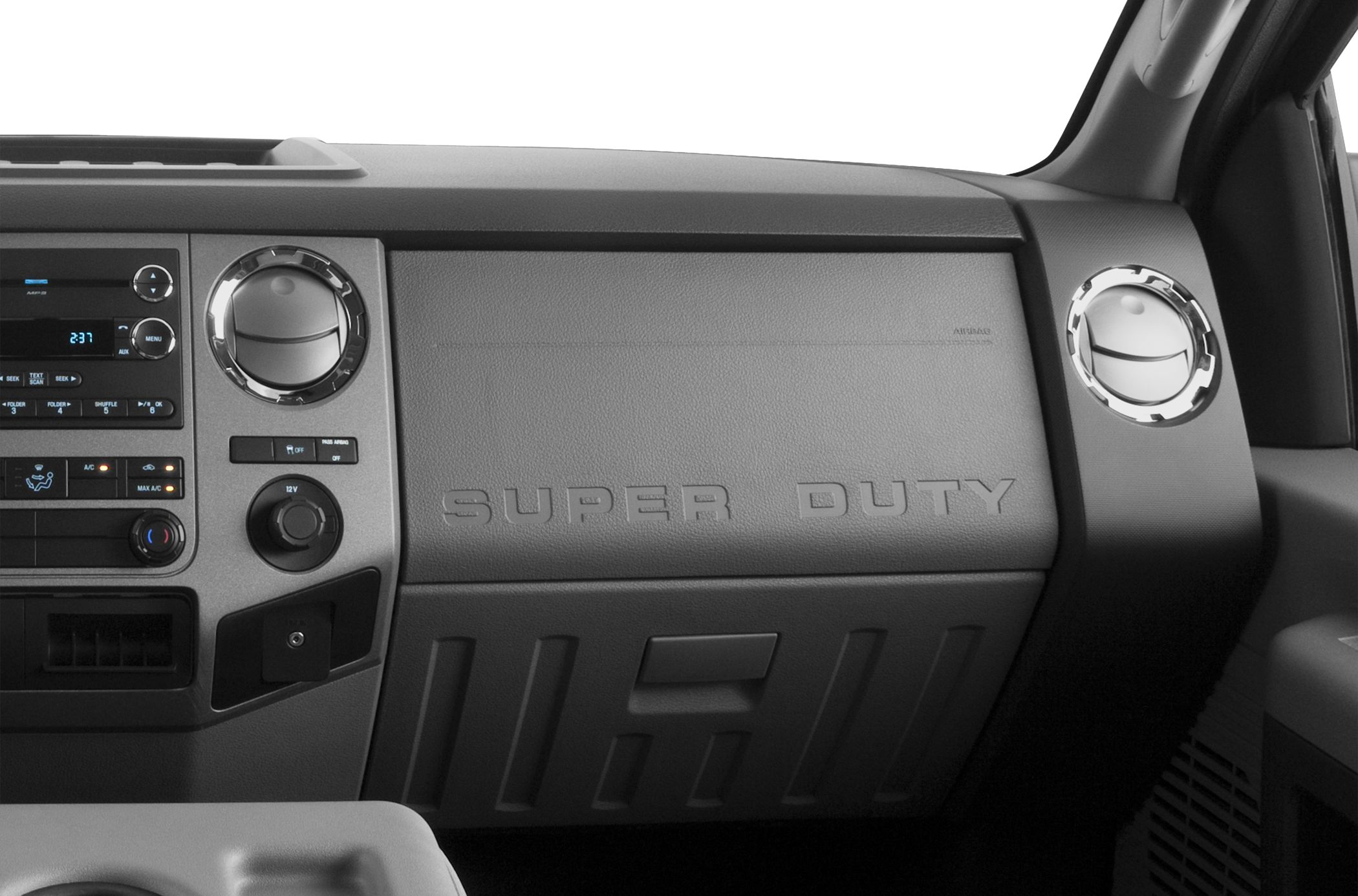 Embossed Super Duty dashboard and circular air vents