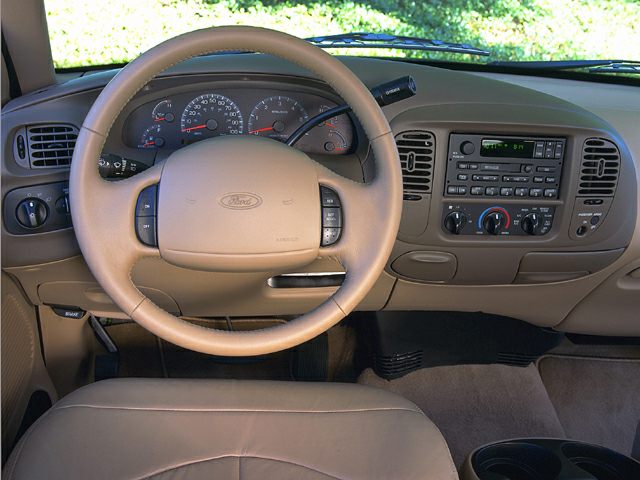 Steering wheel and dashboard with gauges and control panel