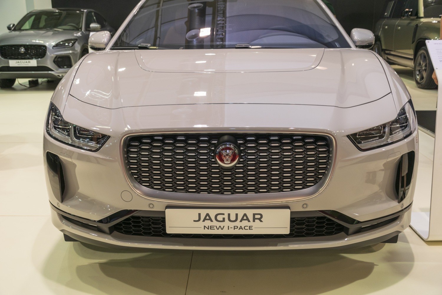 Jaguar I-Pace front grill and LED headlights close-up