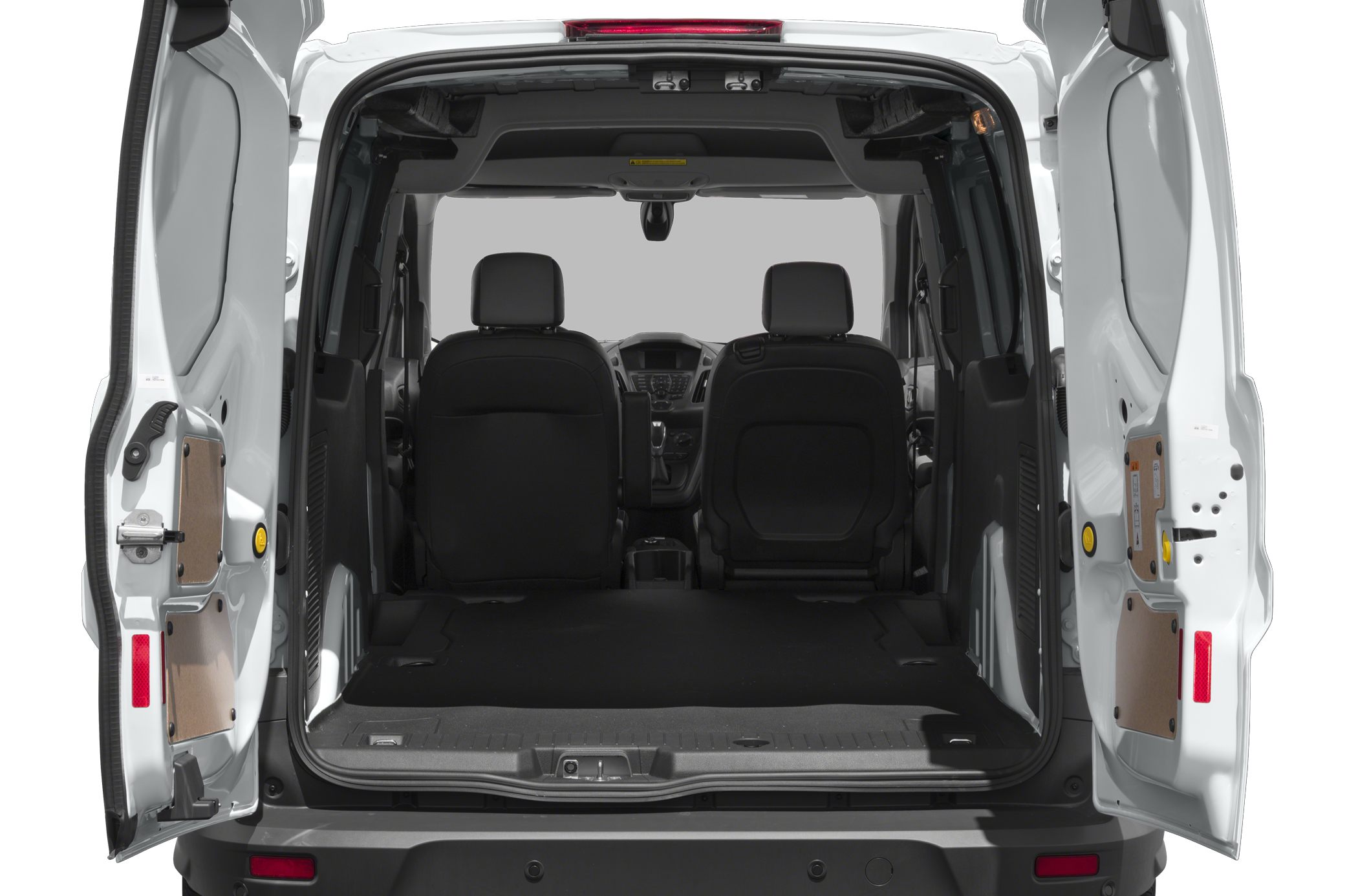 Rear open cargo area with spacious loading floor and two front seats visible