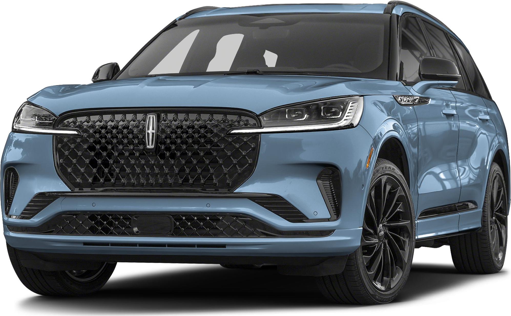 Front grille and LED headlights of a modern luxury SUV facelift