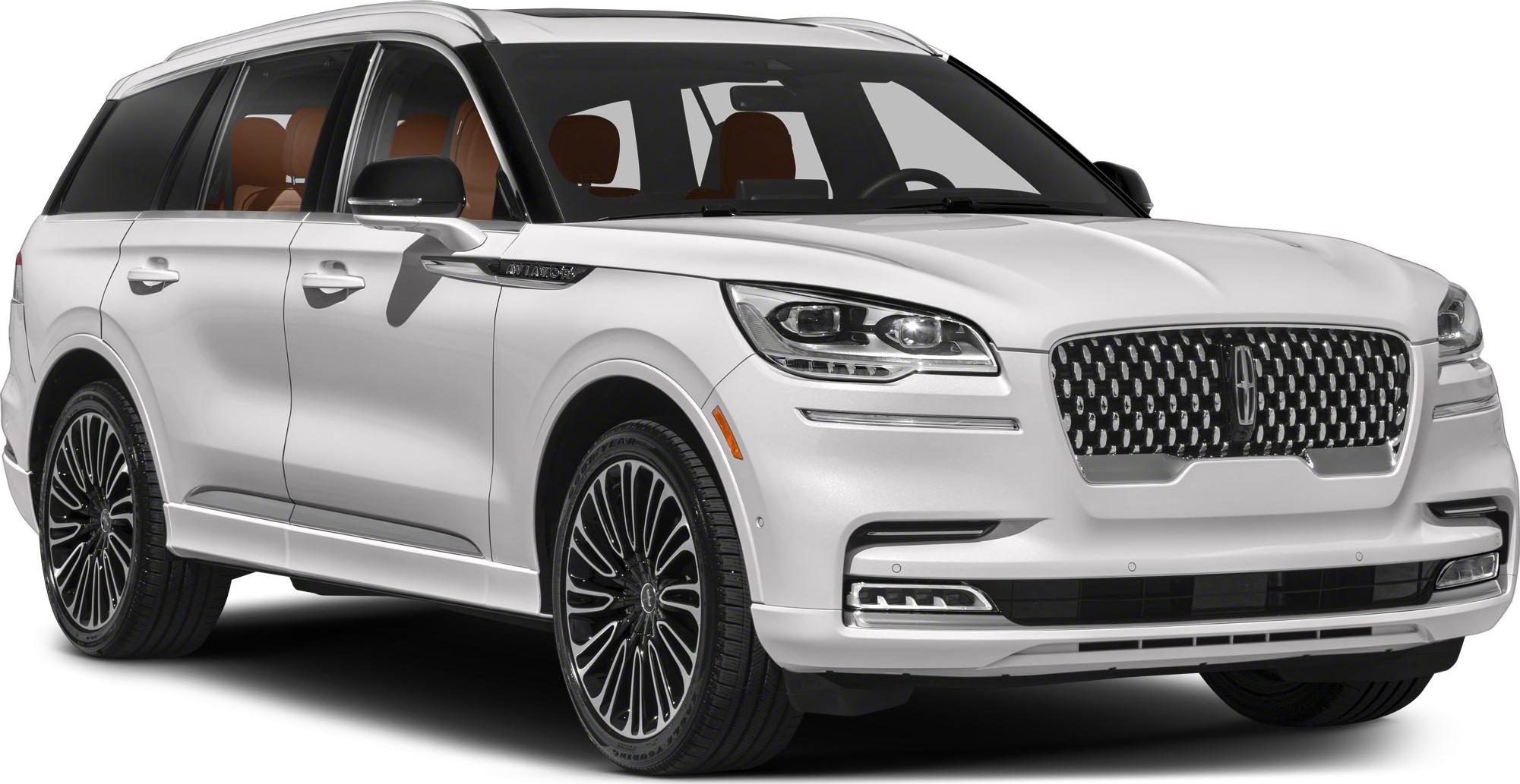 Luxury SUV front view with distinctive grille and LED headlights