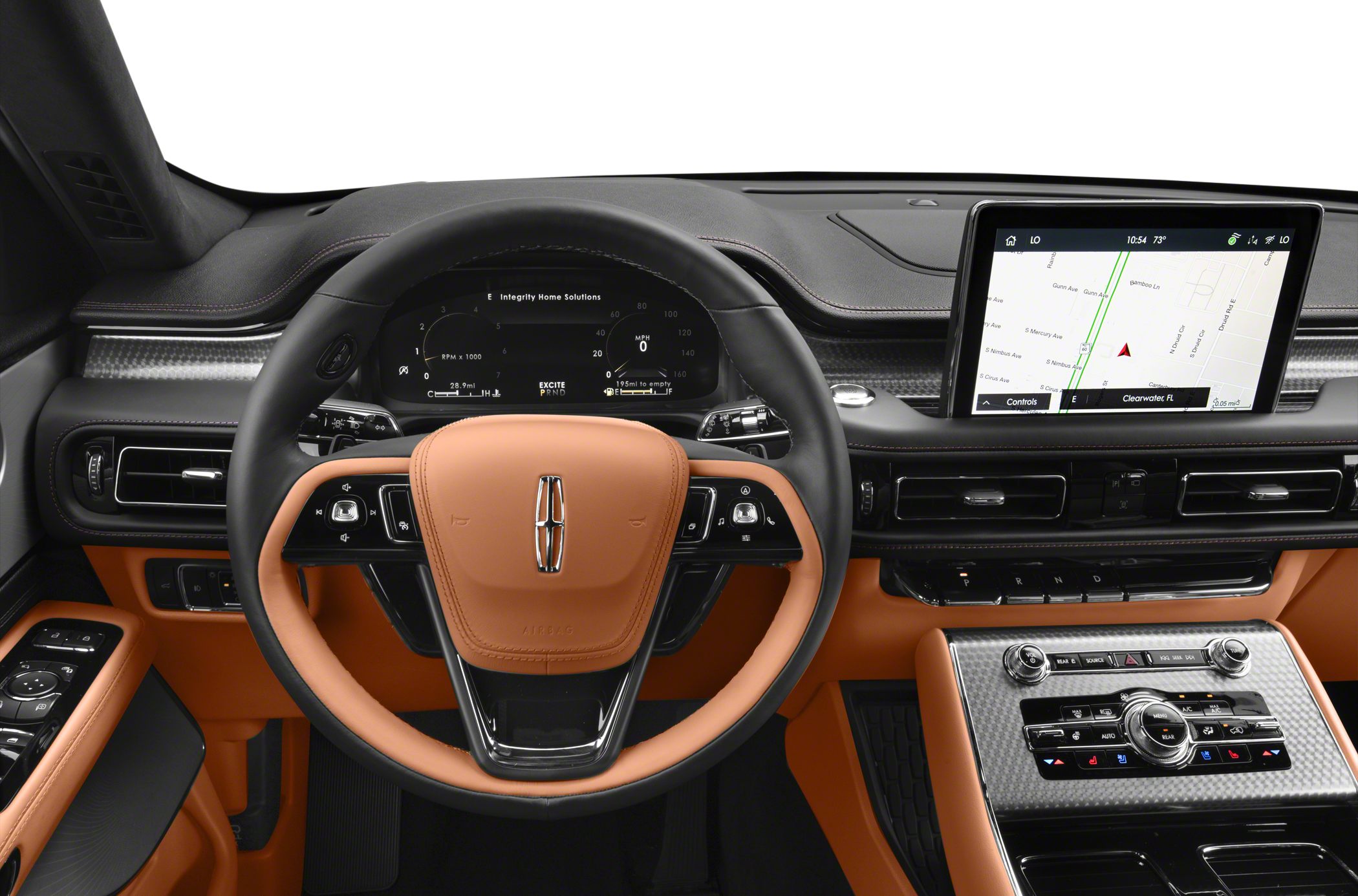 Digital dashboard, touchscreen navigation, luxury steering wheel