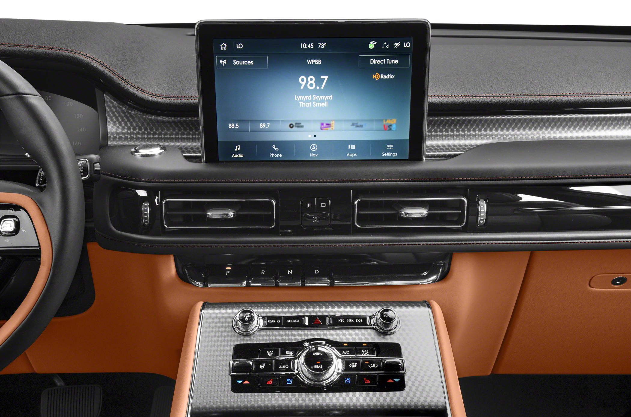 Touchscreen infotainment system and advanced climate control panel on a modern dashboard