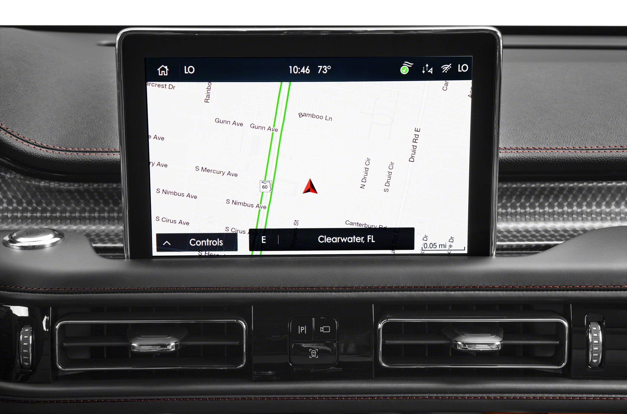 Navigation screen and dashboard with climate control vents