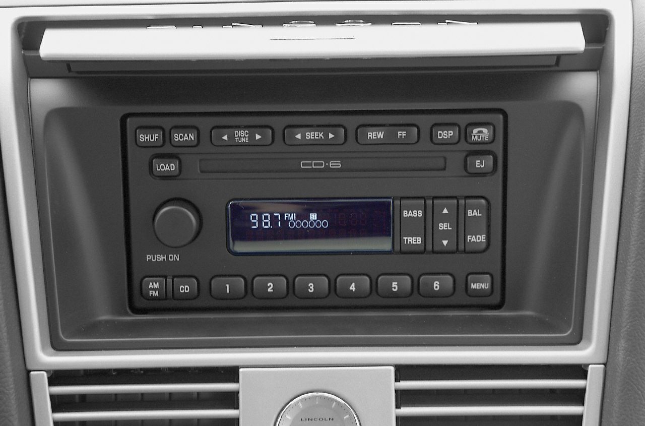 Stock radio console with CD6 player and audio control buttons