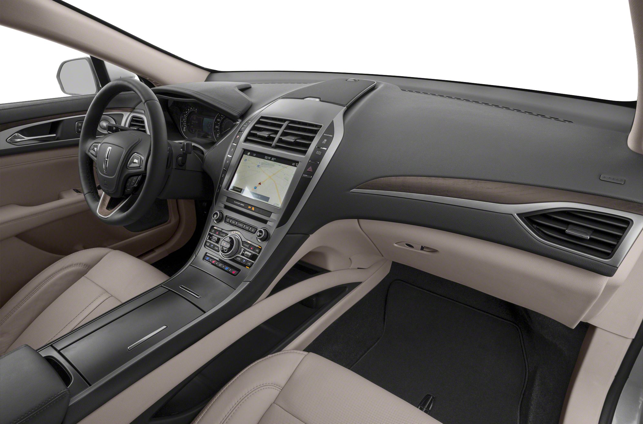 Interior dashboard with infotainment and steering wheel