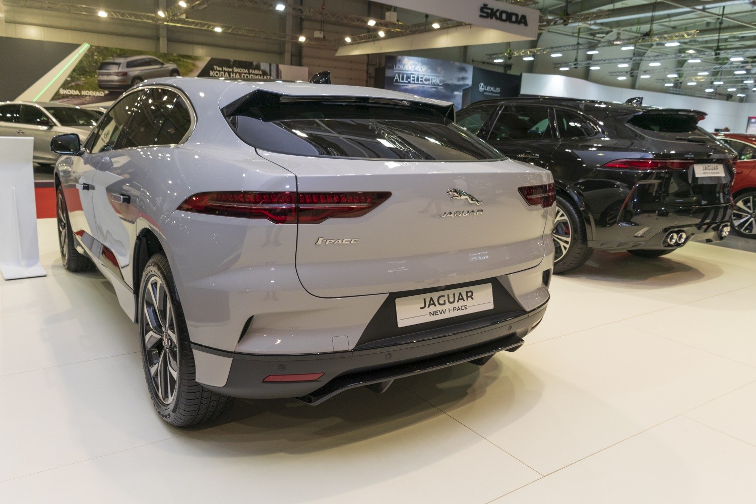 Rear view with sleek taillights and sporty design of a modern electric SUV.
