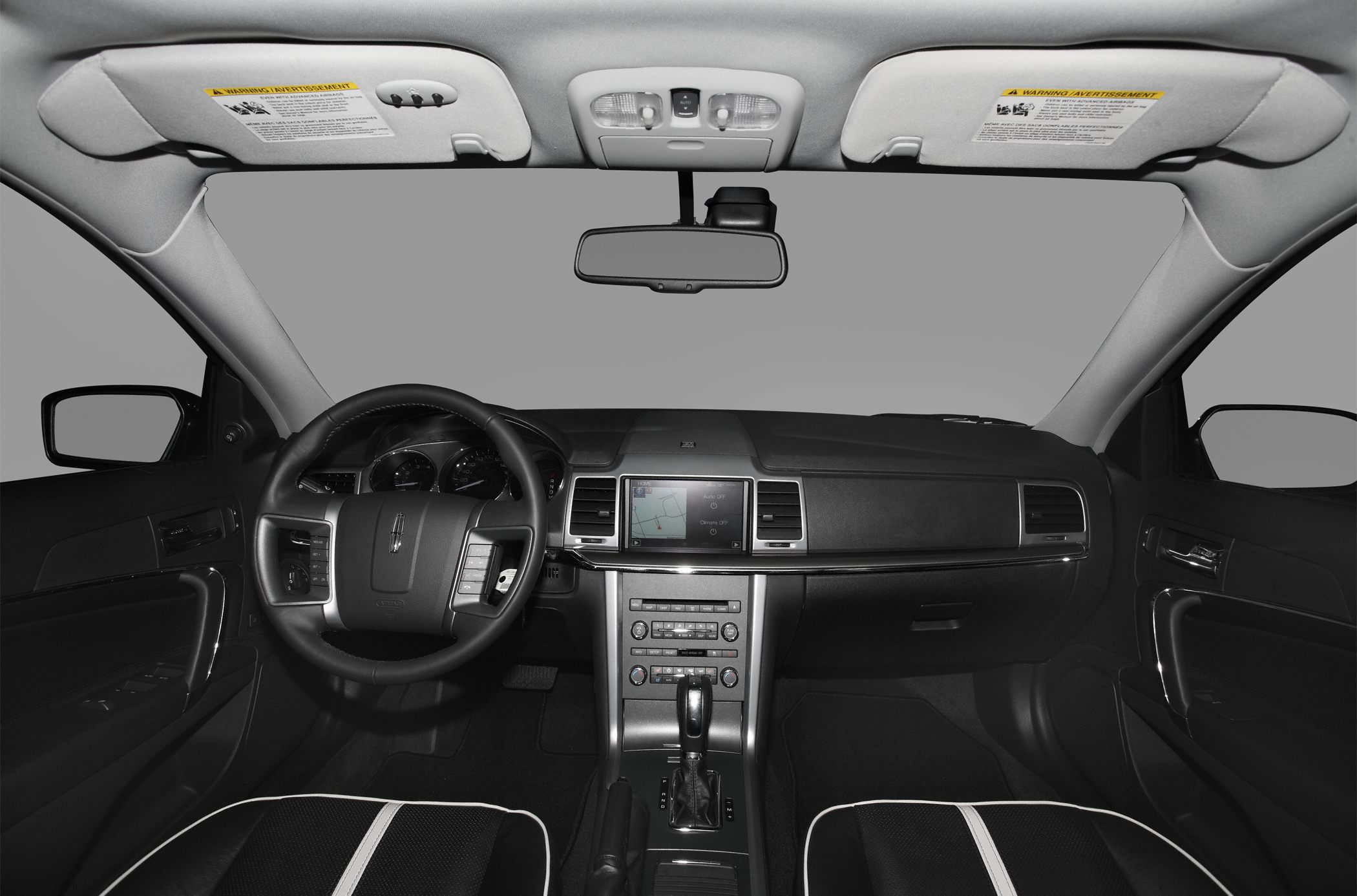 Interior dashboard with steering wheel and central control panel