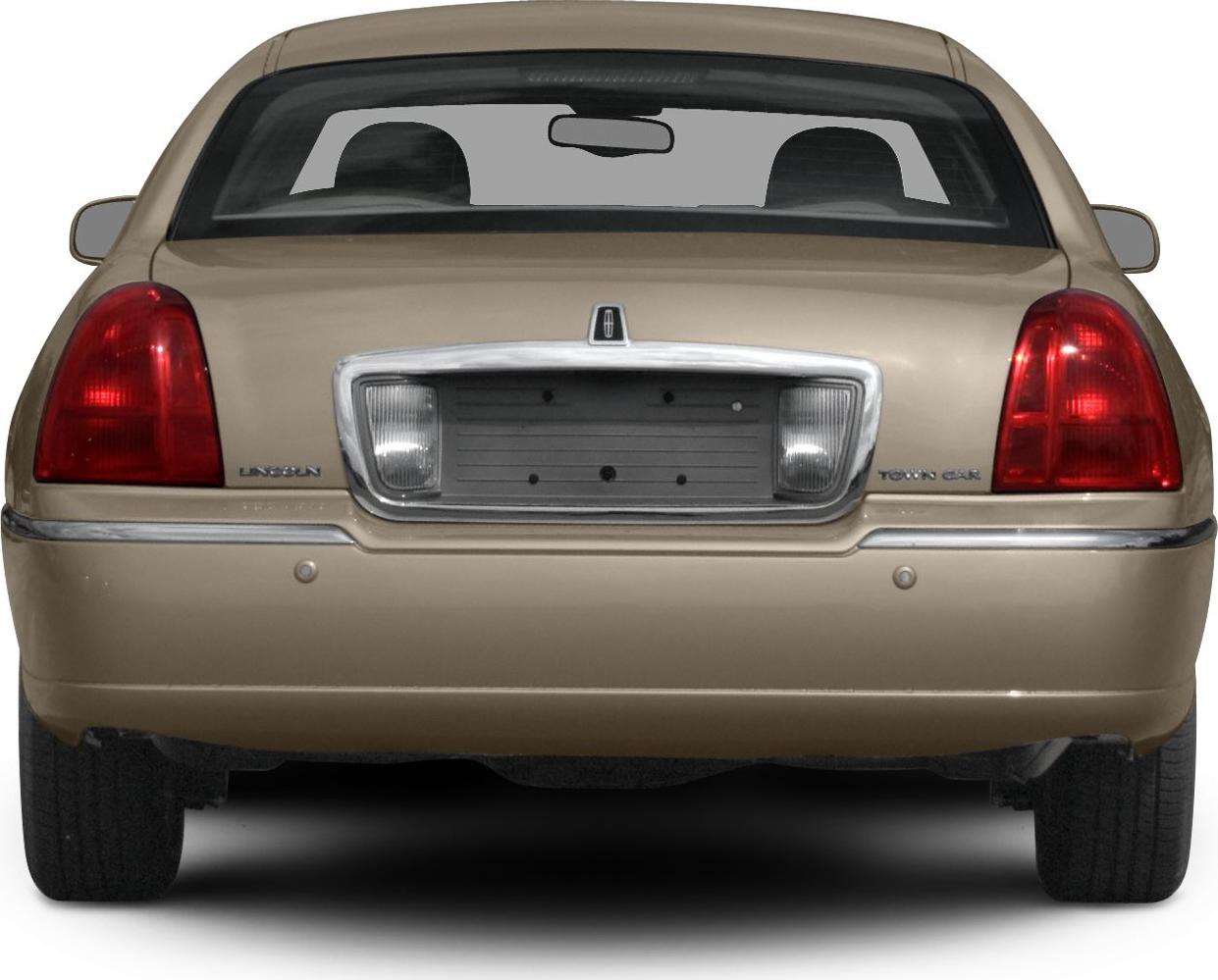 Rear view with tail lights, chrome bumper, and rear window of a luxury sedan