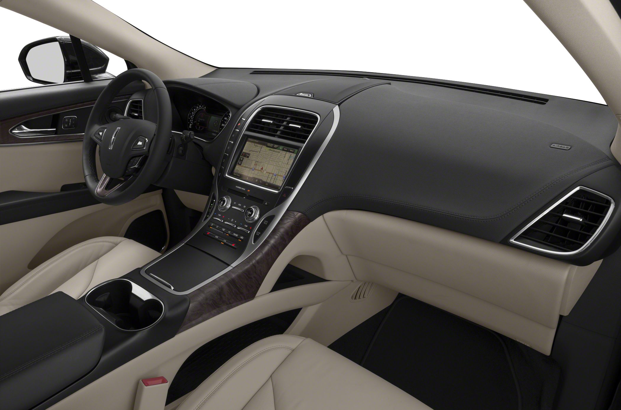Luxurious interior with dashboard, touchscreen navigation & beige leather seats