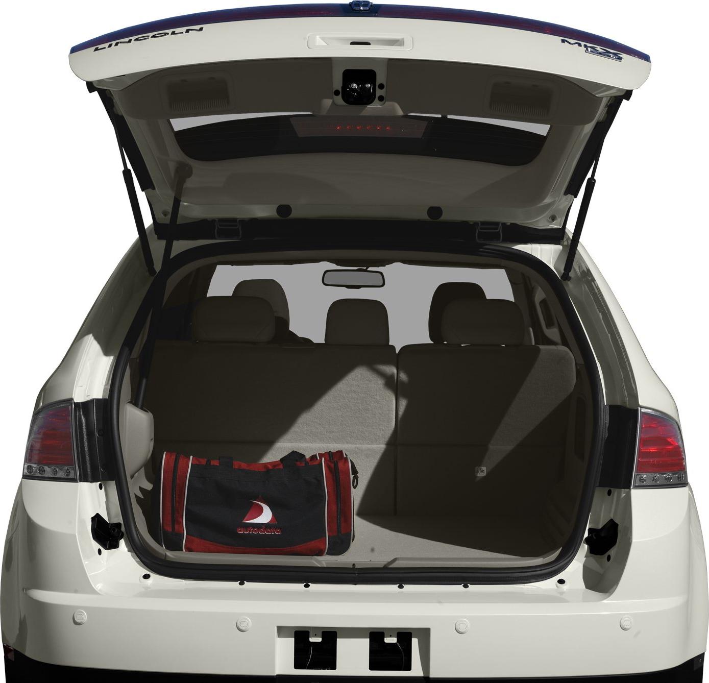 Open rear hatch showing spacious cargo area with seats up.