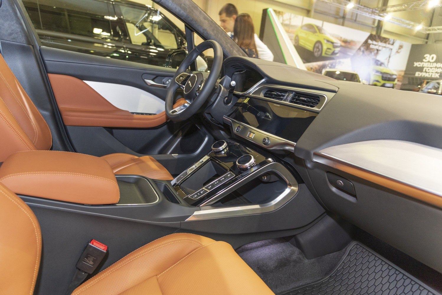 Premium leather seats and modern digital dashboard with center console controls
