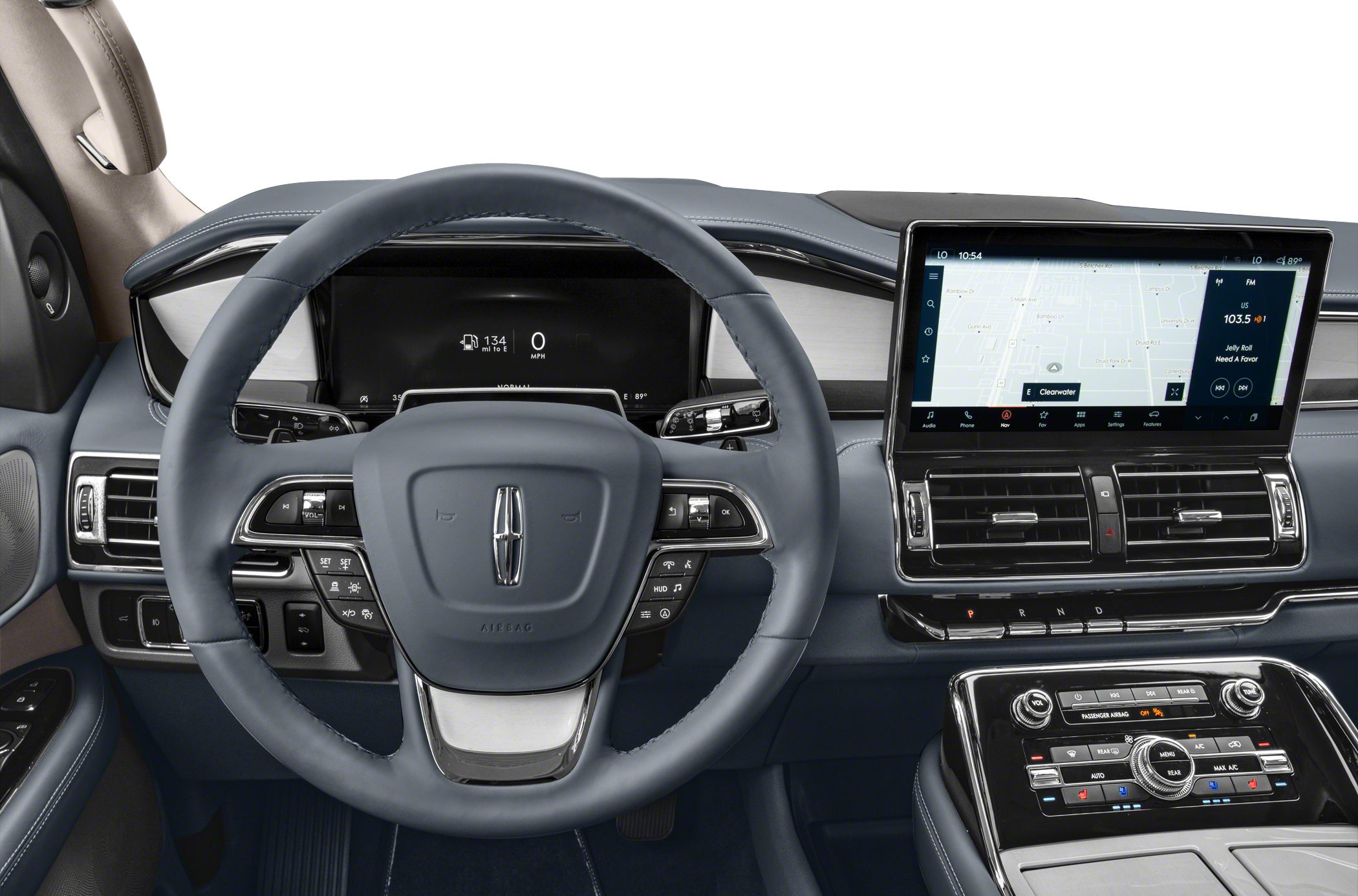 Digital dashboard and touchscreen navigation with advanced steering controls