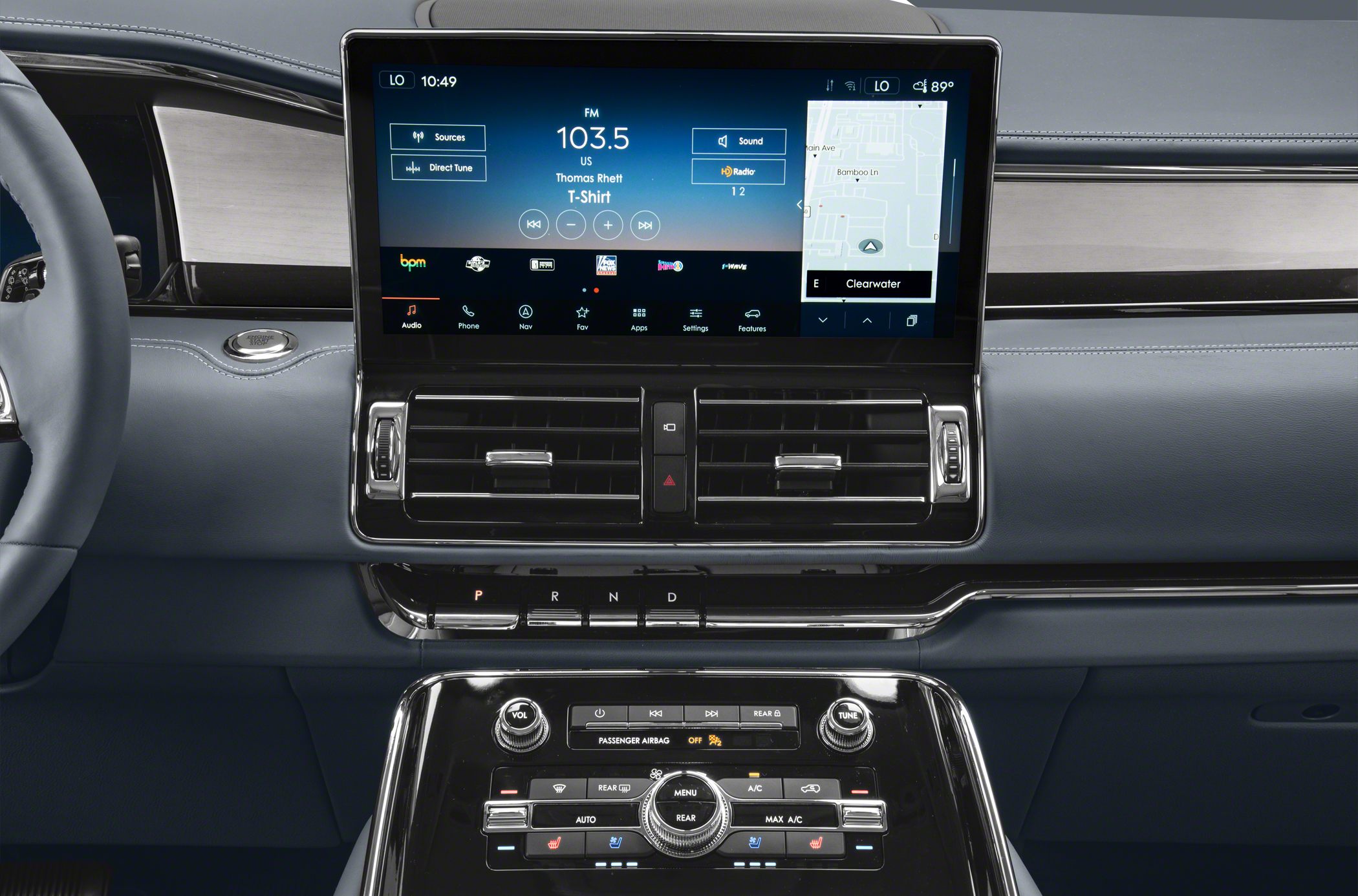 Large touchscreen infotainment and advanced climate control panel