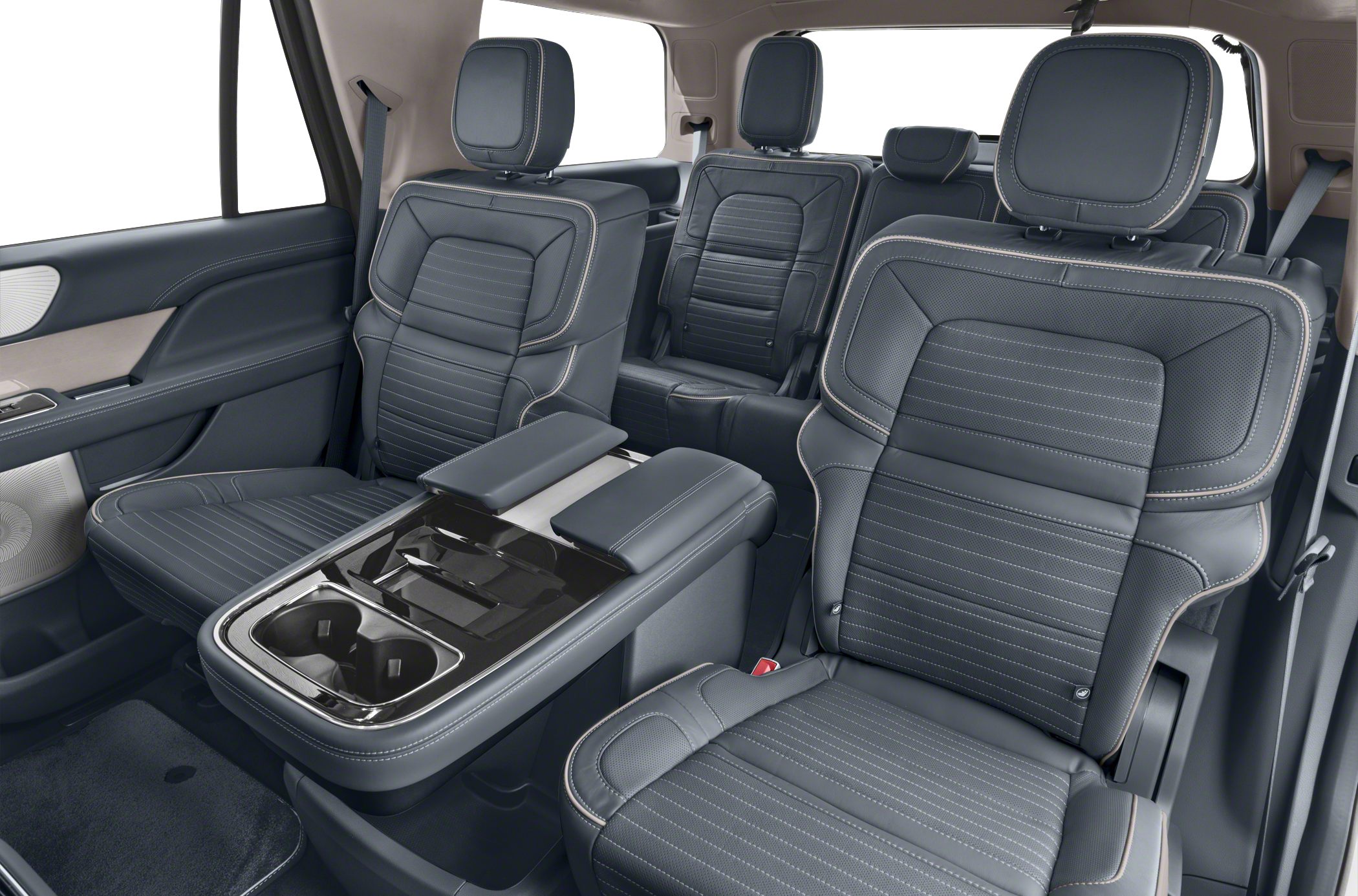Premium leather second and third row seats with central armrest and cup holders