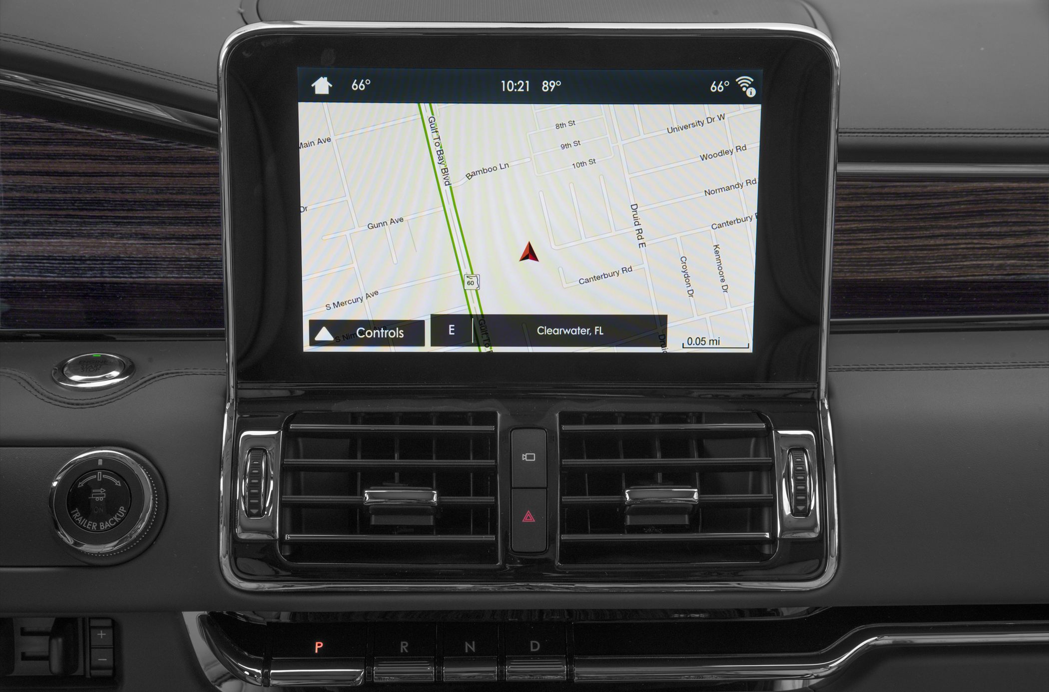 GPS navigation system and central air vents in car dashboard