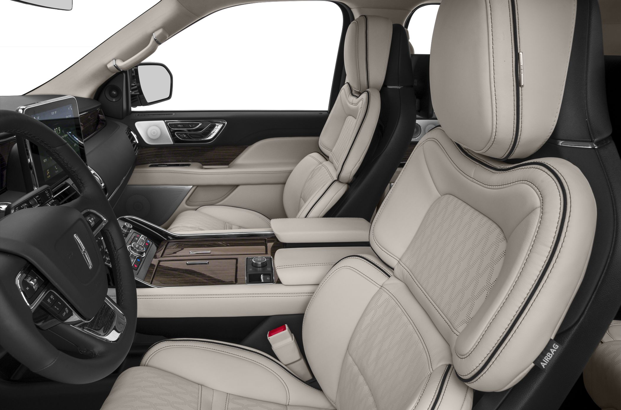 Ergonomic leather front seats with premium armrest and advanced dashboard