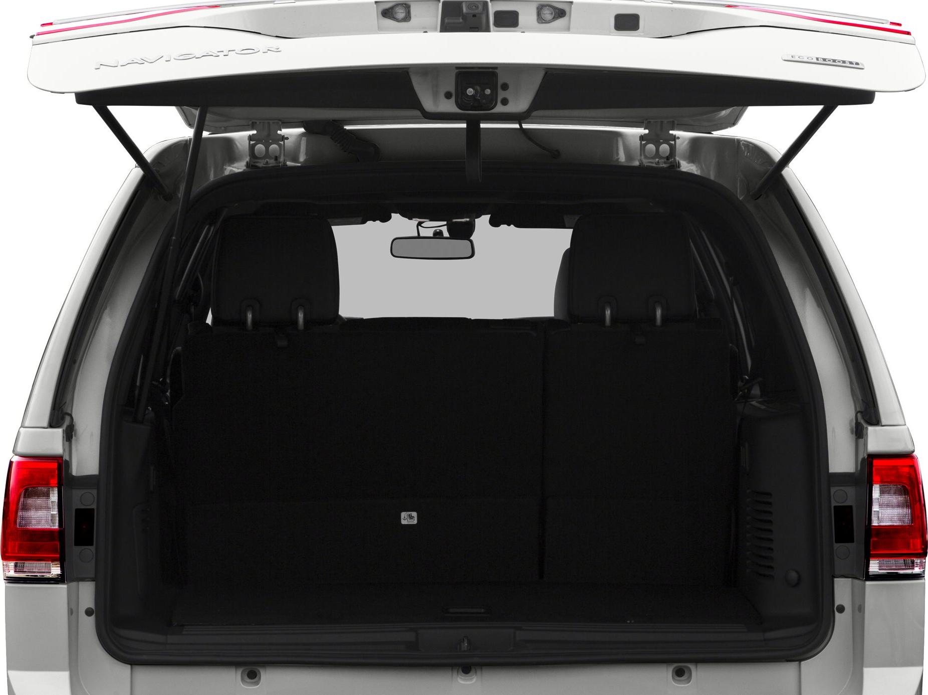 Open tailgate exposing spacious rear cargo area of SUV
