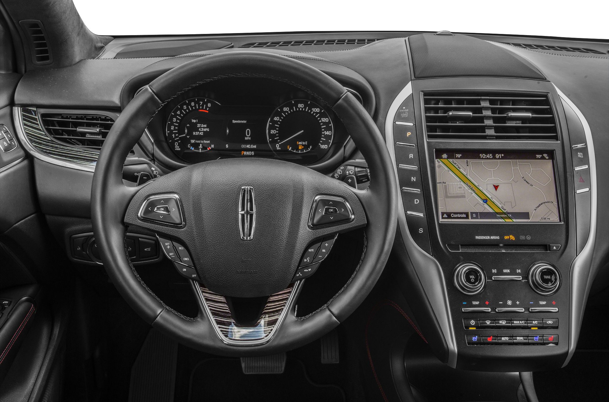 Steering wheel and infotainment system with navigation screen
