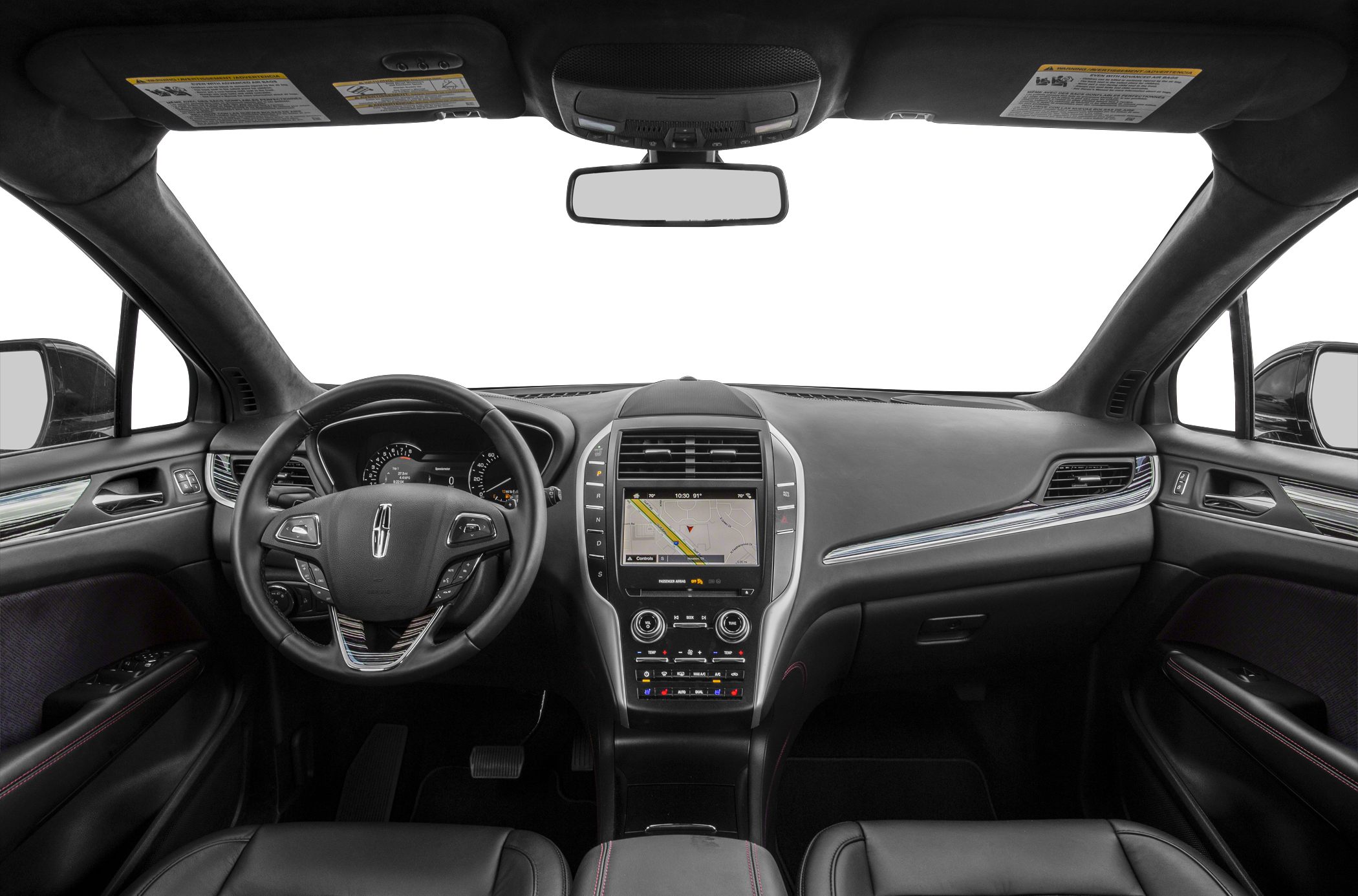 Modern dashboard with navigation screen and multifunction steering wheel