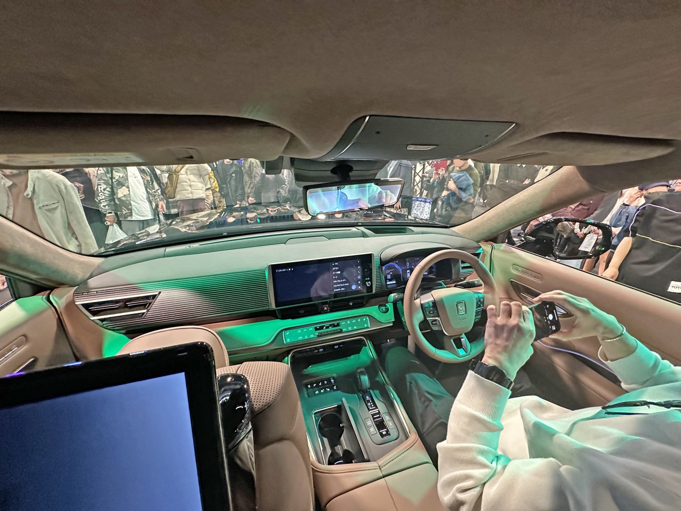 Luxury SUV interior with digital dashboard and premium steering wheel