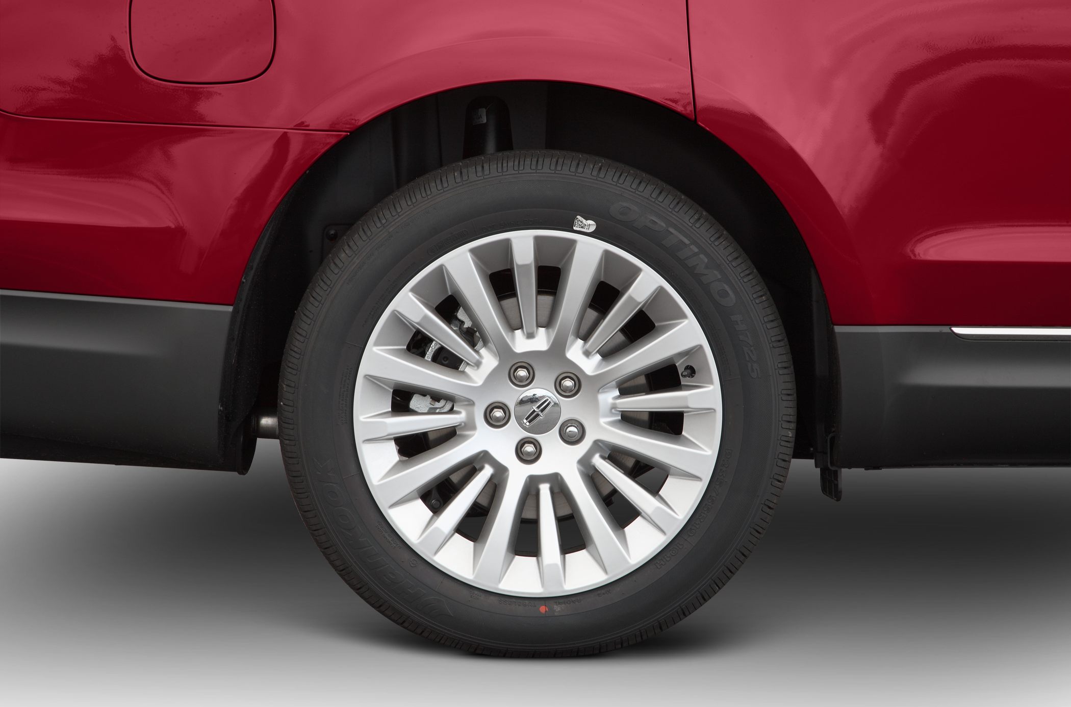 Alloy wheel and tire close-up view