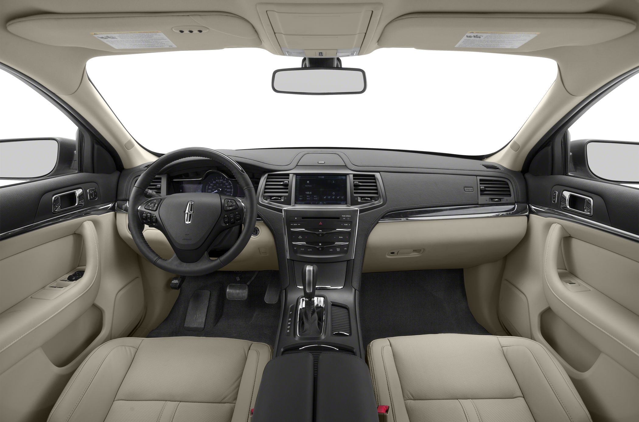 Luxurious beige interior with dashboard and multifunction steering wheel