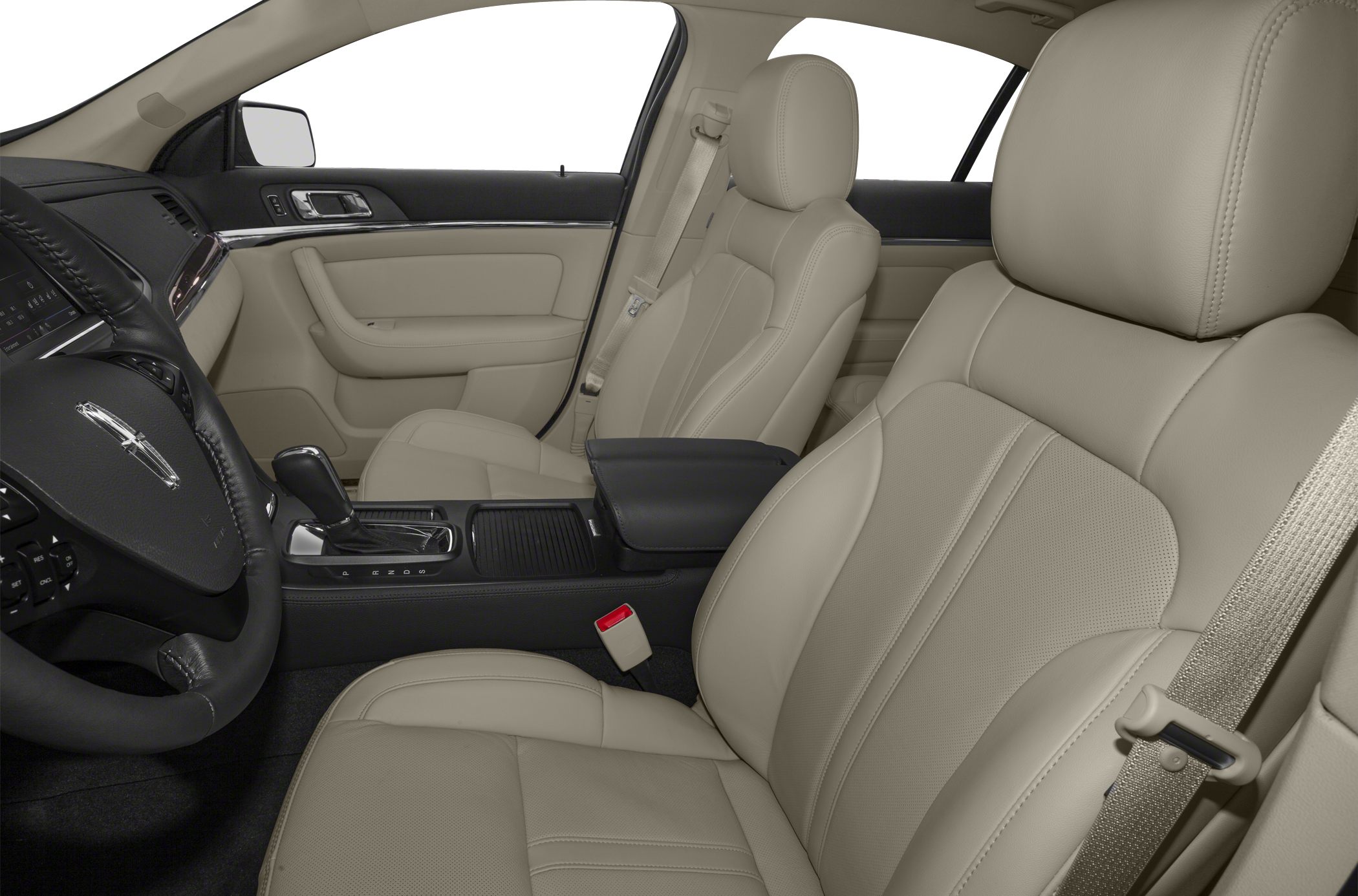 Beige leather seats and sophisticated dashboard interior