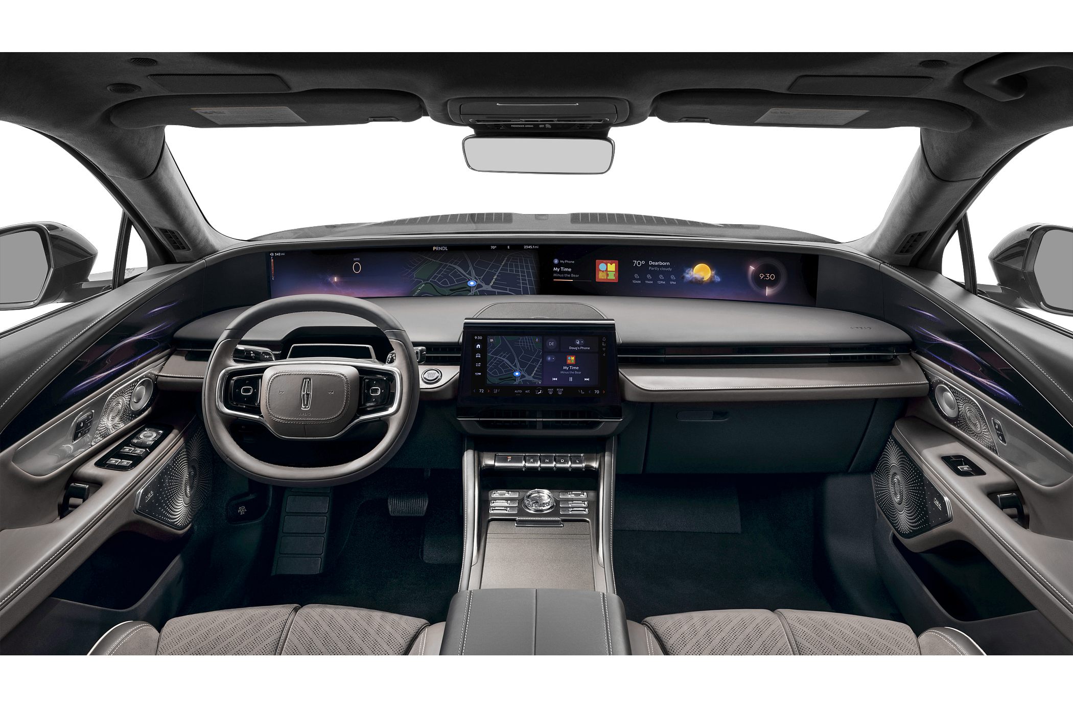 Panoramic digital dashboard and central touchscreen infotainment system