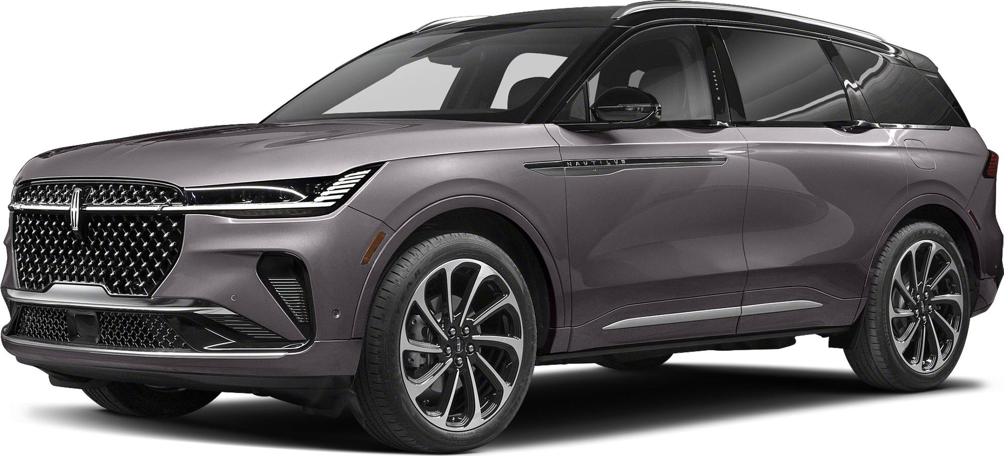 Front side view of sleek luxury SUV with LED headlights and distinctive grille