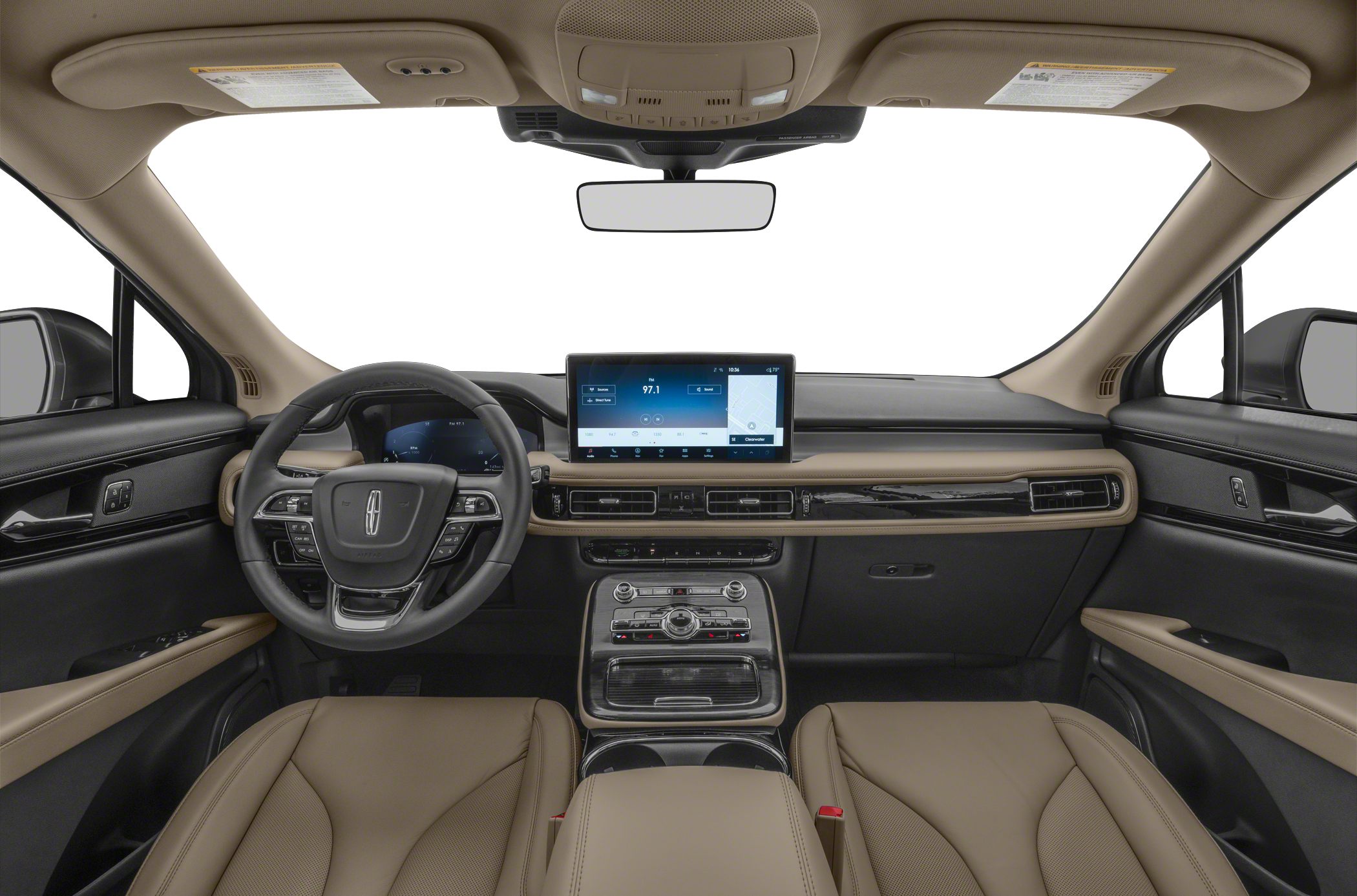 Spacious luxury SUV interior with digital dashboard and infotainment screen
