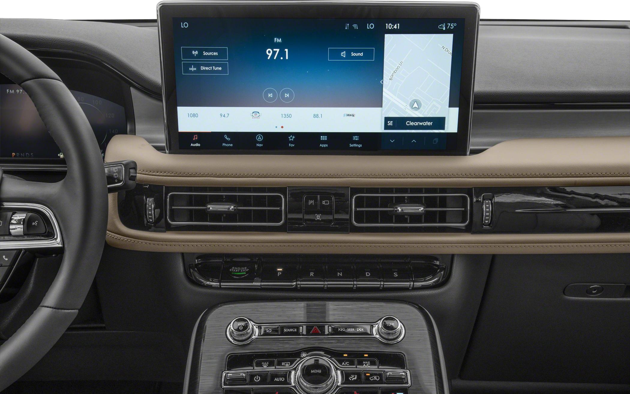 Large touchscreen and digital control panel in luxury SUV interior