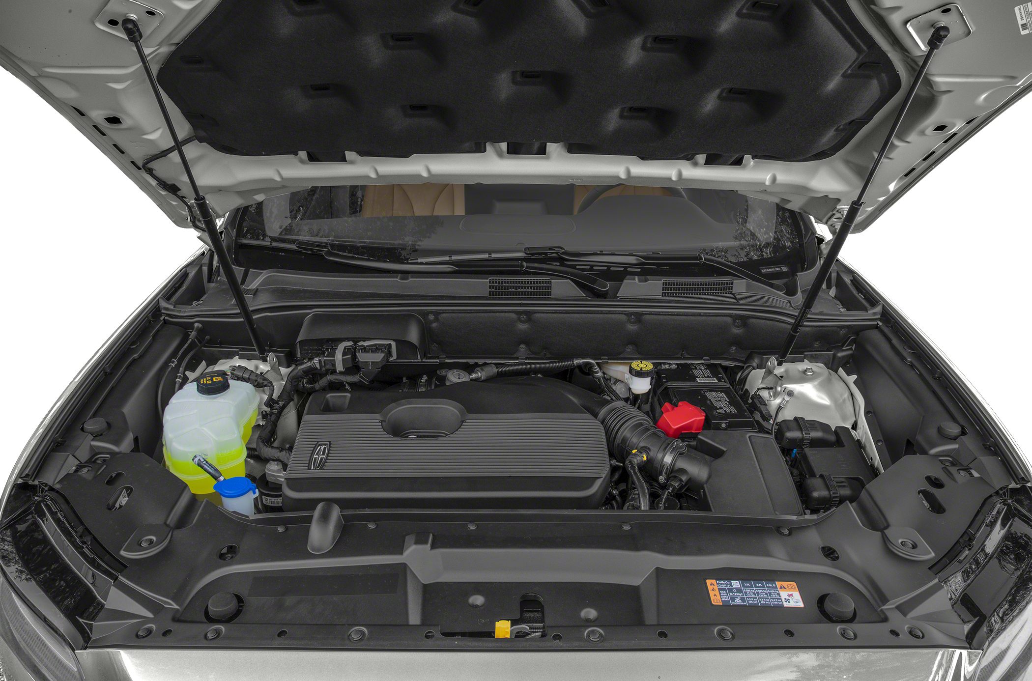 Engine compartment with organized layout and visible components