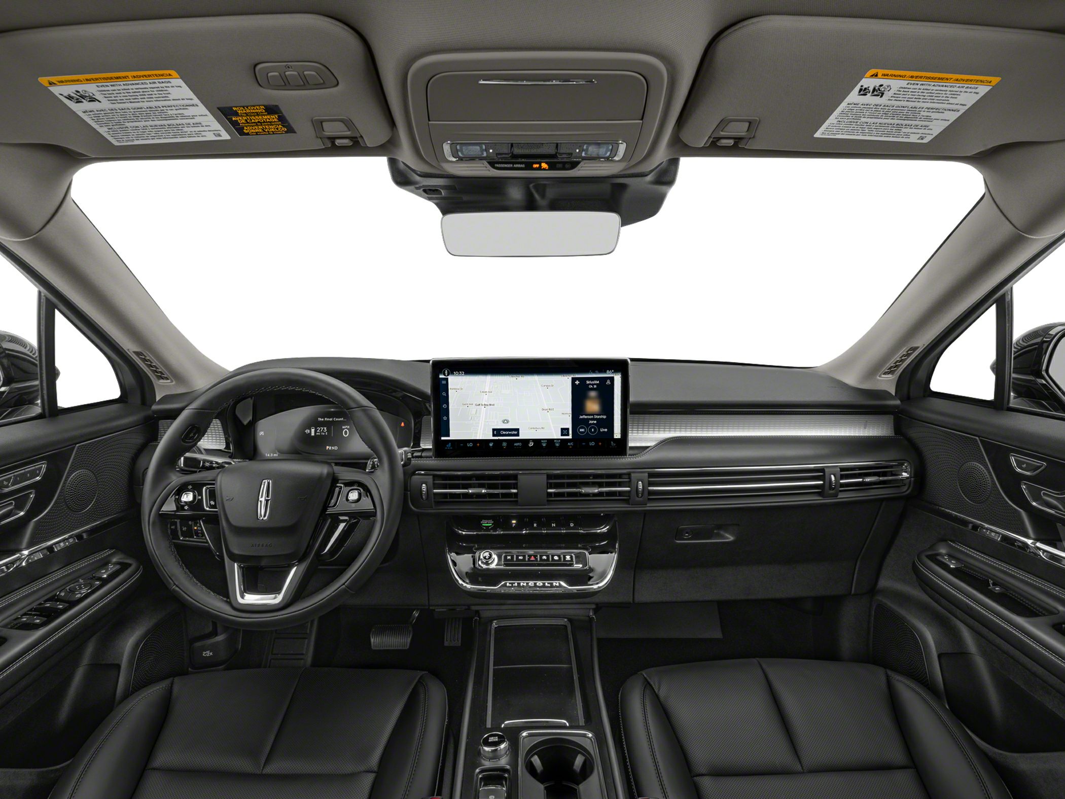 Modern digital dashboard and touchscreen display with steering wheel controls.