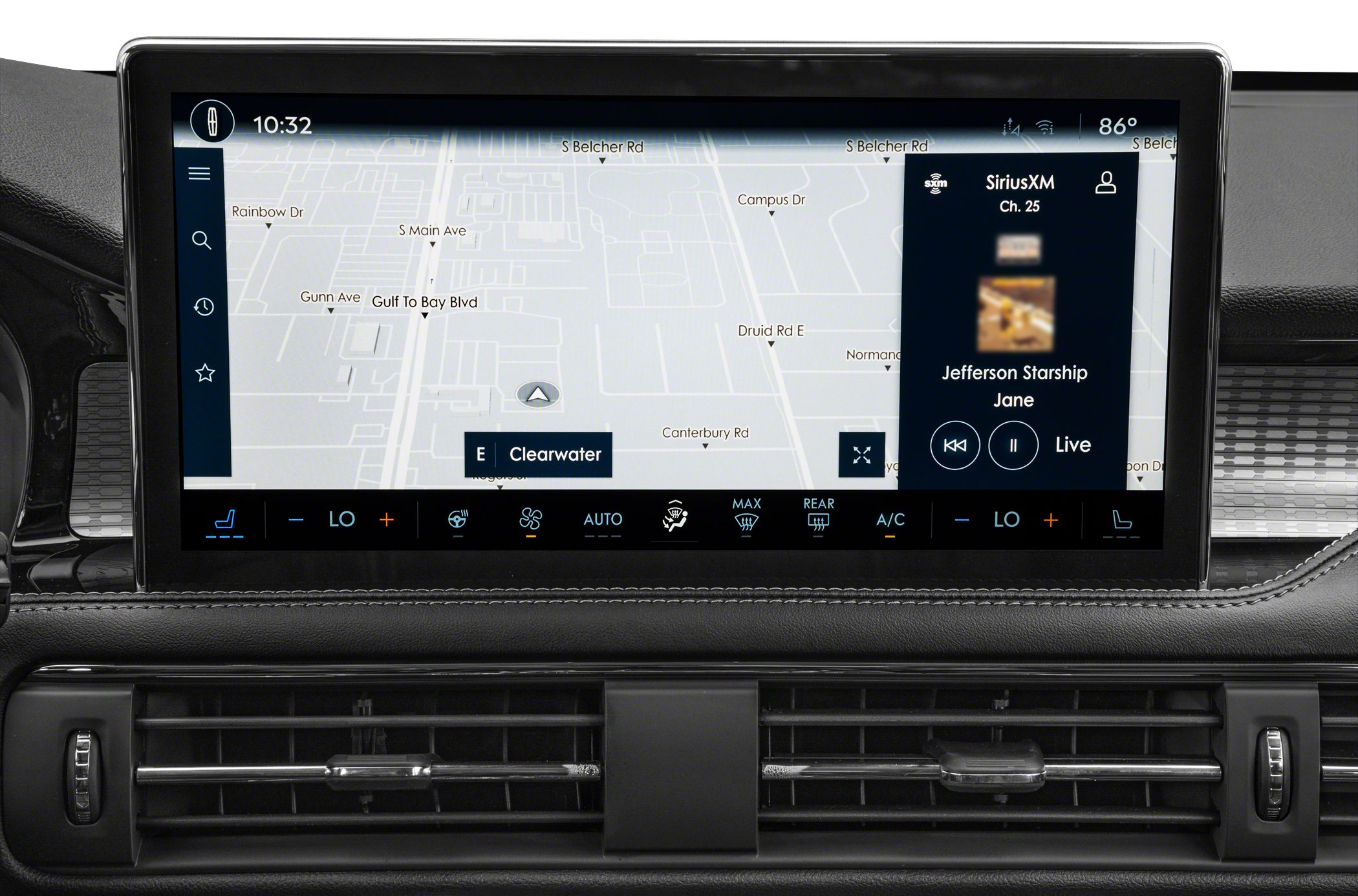 Touchscreen infotainment with navigation and climate control interface