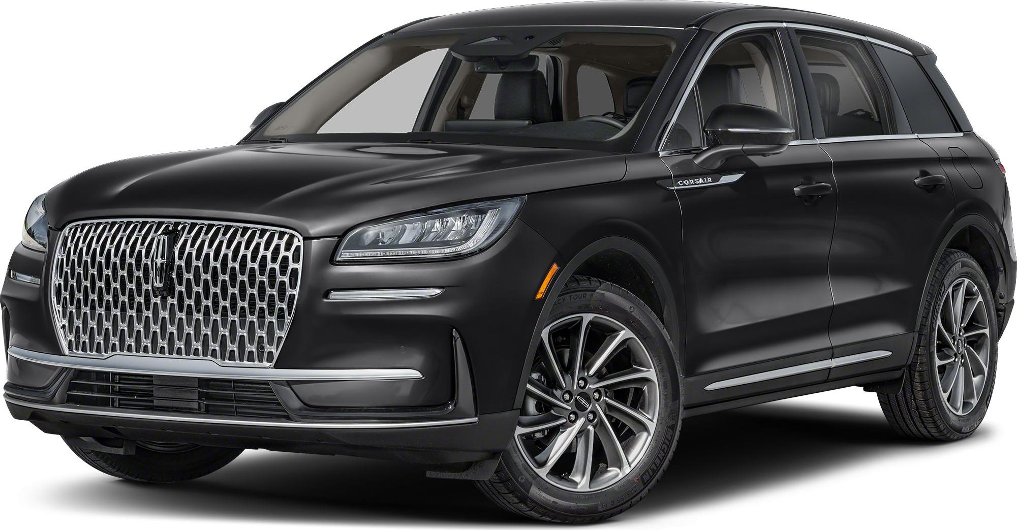 Front side view with distinctive grille and sleek headlights