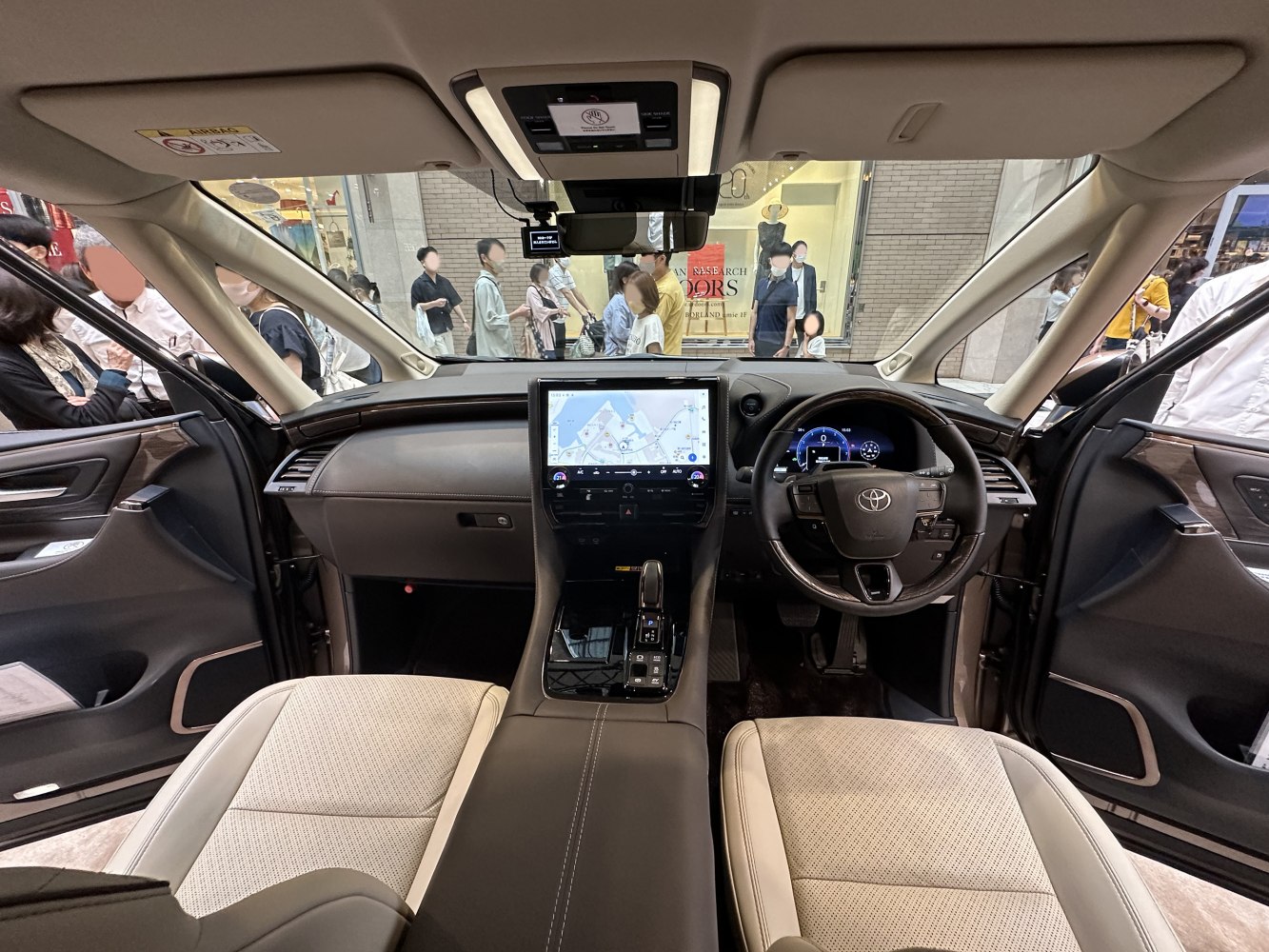 Large touchscreen display and digital instrument cluster in vehicle interior