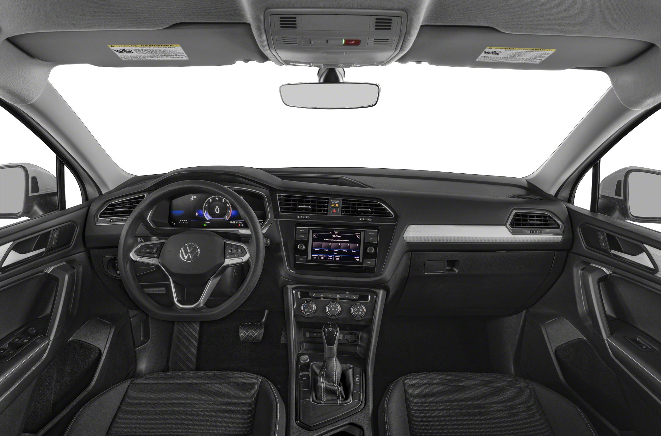 Modern dashboard layout and multifunction steering wheel