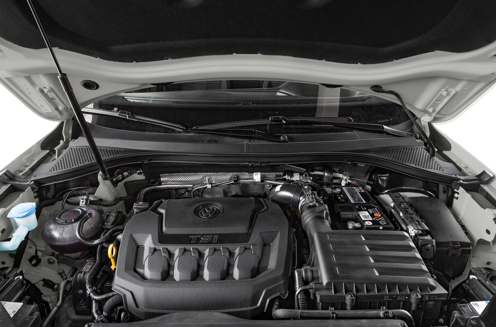 TSI engine bay with various components under open hood