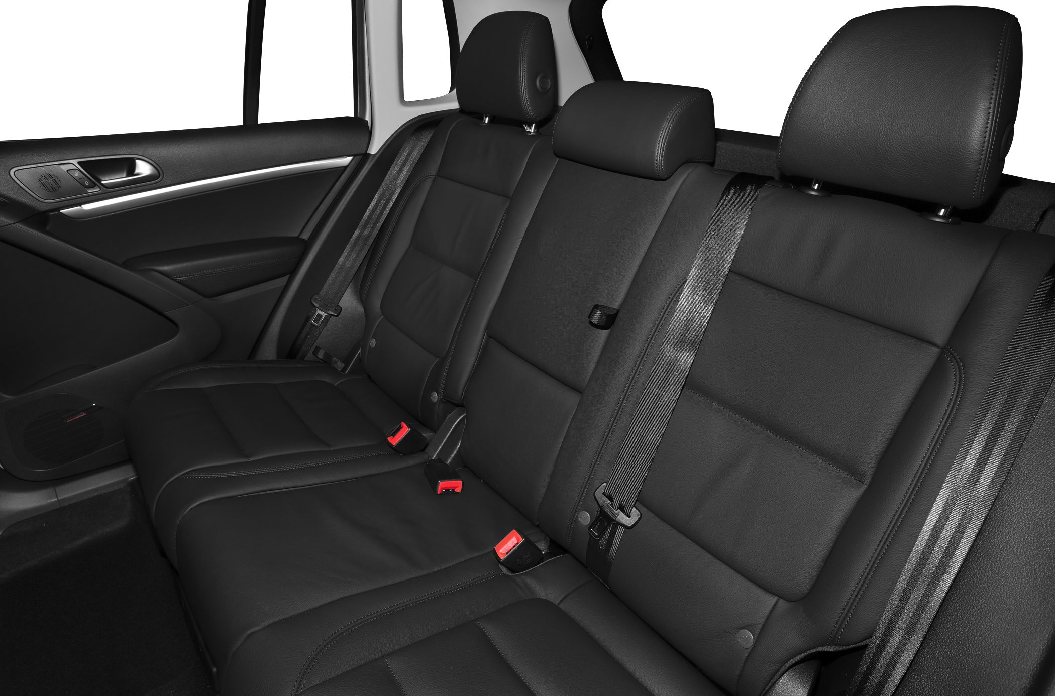 Black leather rear seats with headrests and seat belts