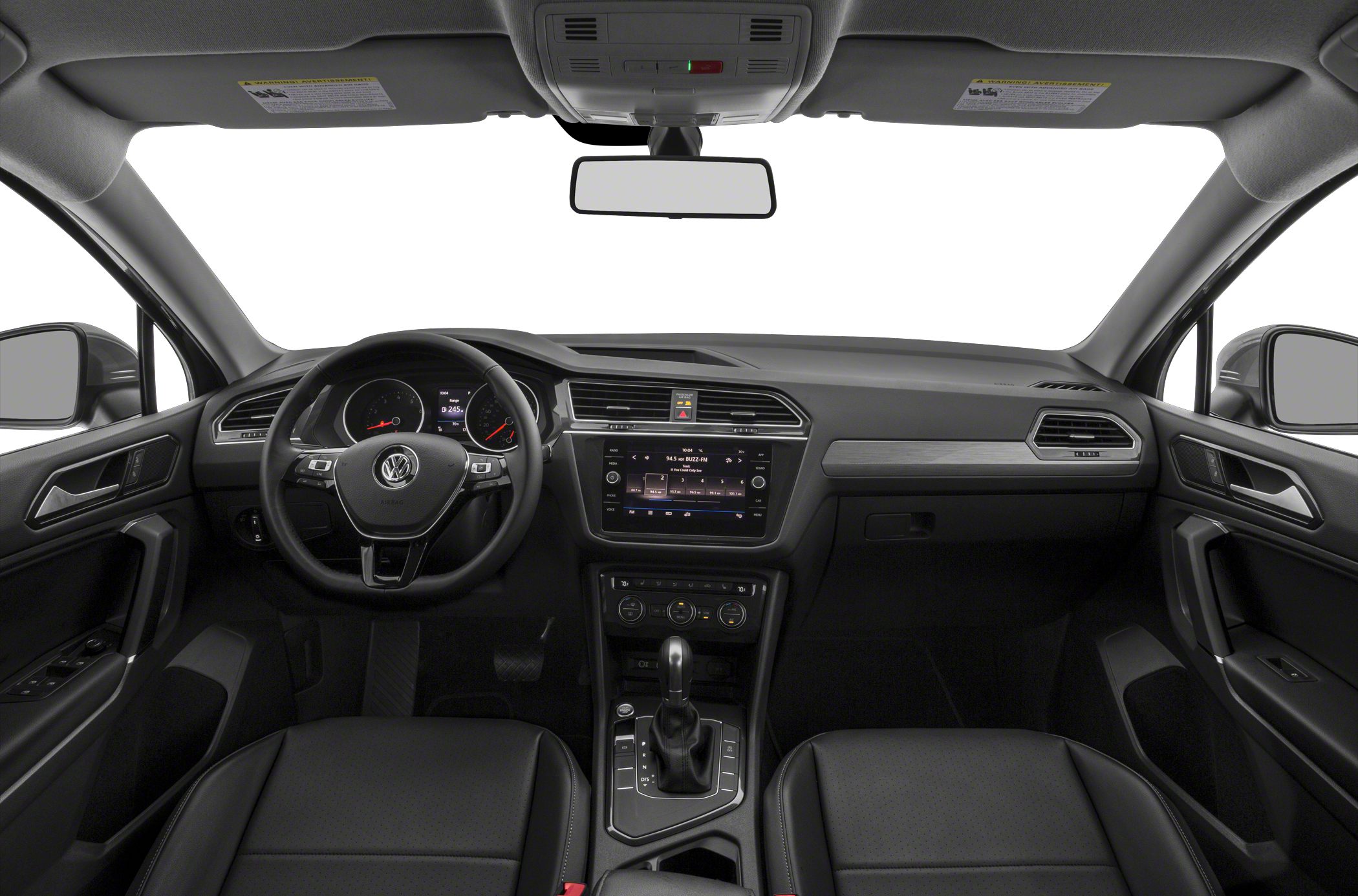 Dashboard and interior control layout with steering wheel and gear shift